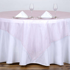 Organza 72"x72" Table Overlay Square Tablecloth Blush - Sheer Table Cover