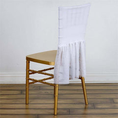Spandex Chair Cover Skirt Sheer Tutu Style for Wedding Chairs White - Stylish Decor for Formal Gatherings