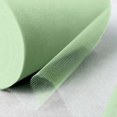 6"x100 Yards Sage Green Tulle Fabric Bolt, Sheer Fabric Spool Roll For Crafts