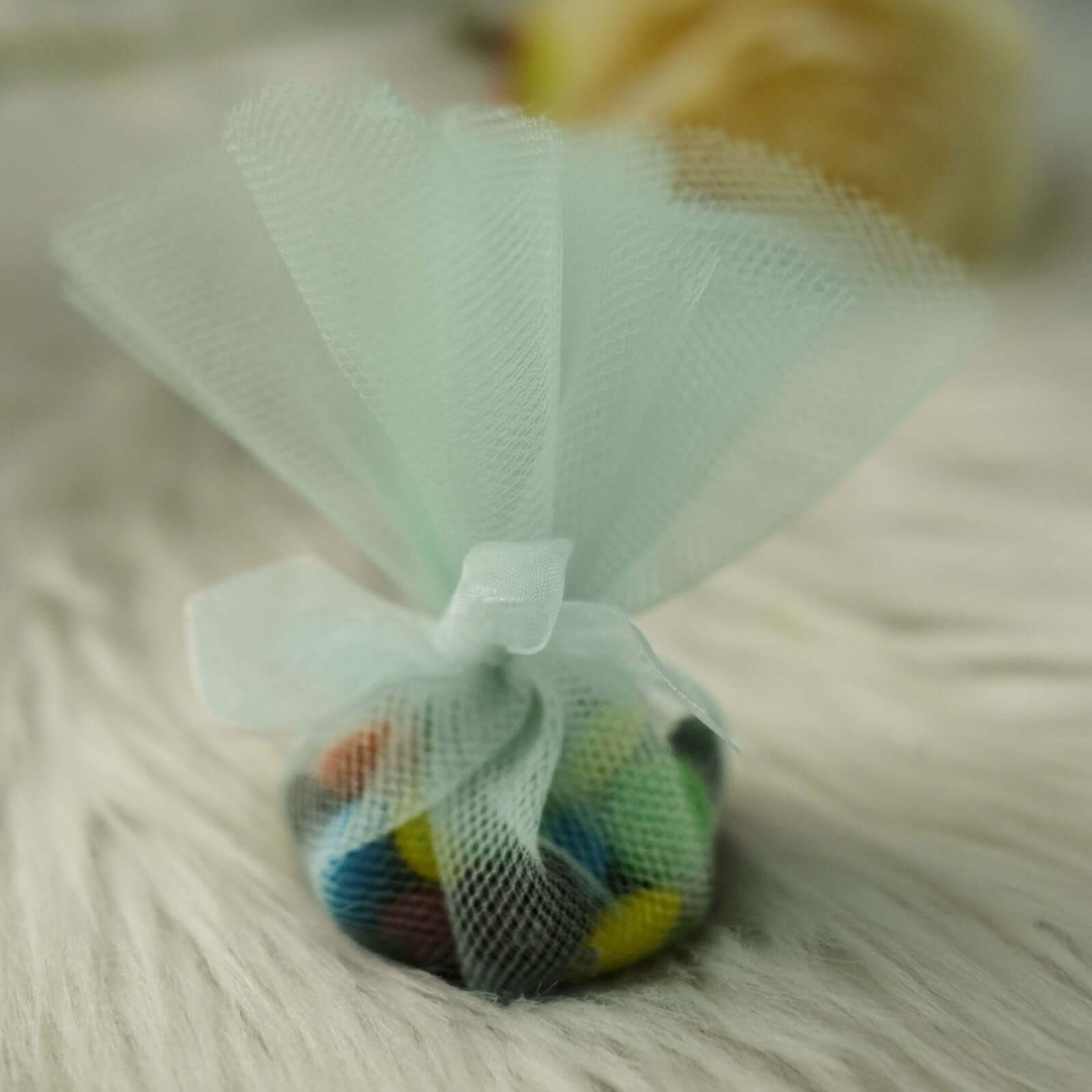 25 Pack 9" Mint Sheer Nylon Tulle Circles Favor Wrap, DIY Craft Fabric