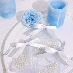 50 Pcs 3" Satin Ribbon Bows With Twist Ties, Gift Basket Party Favor Bags Decor - White Classic Style