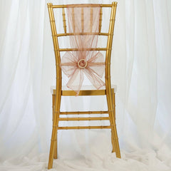 5 Pack Organza Chair Sashes Dusty Rose - Reusable Sheer Chair Bows 6"x108"