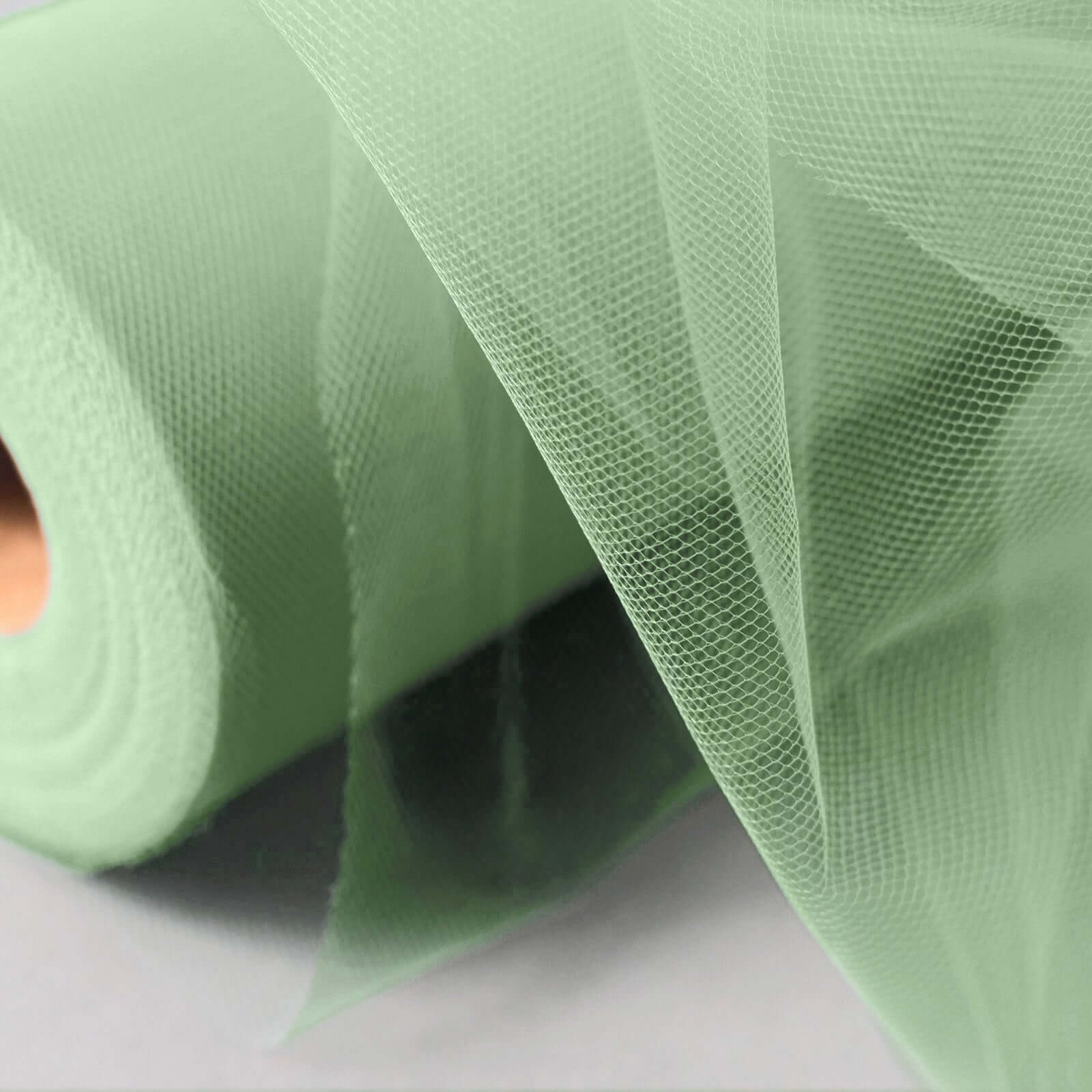 6"x100 Yards Sage Green Tulle Fabric Bolt, Sheer Fabric Spool Roll For Crafts