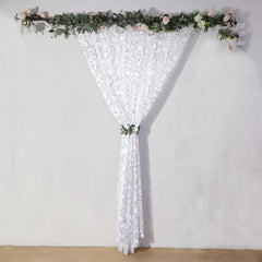8ftx8ft Silver Embroider Sequin Event Curtain Drapes, Sparkly Sheer Backdrop Event Panel With Embroidery Leaf