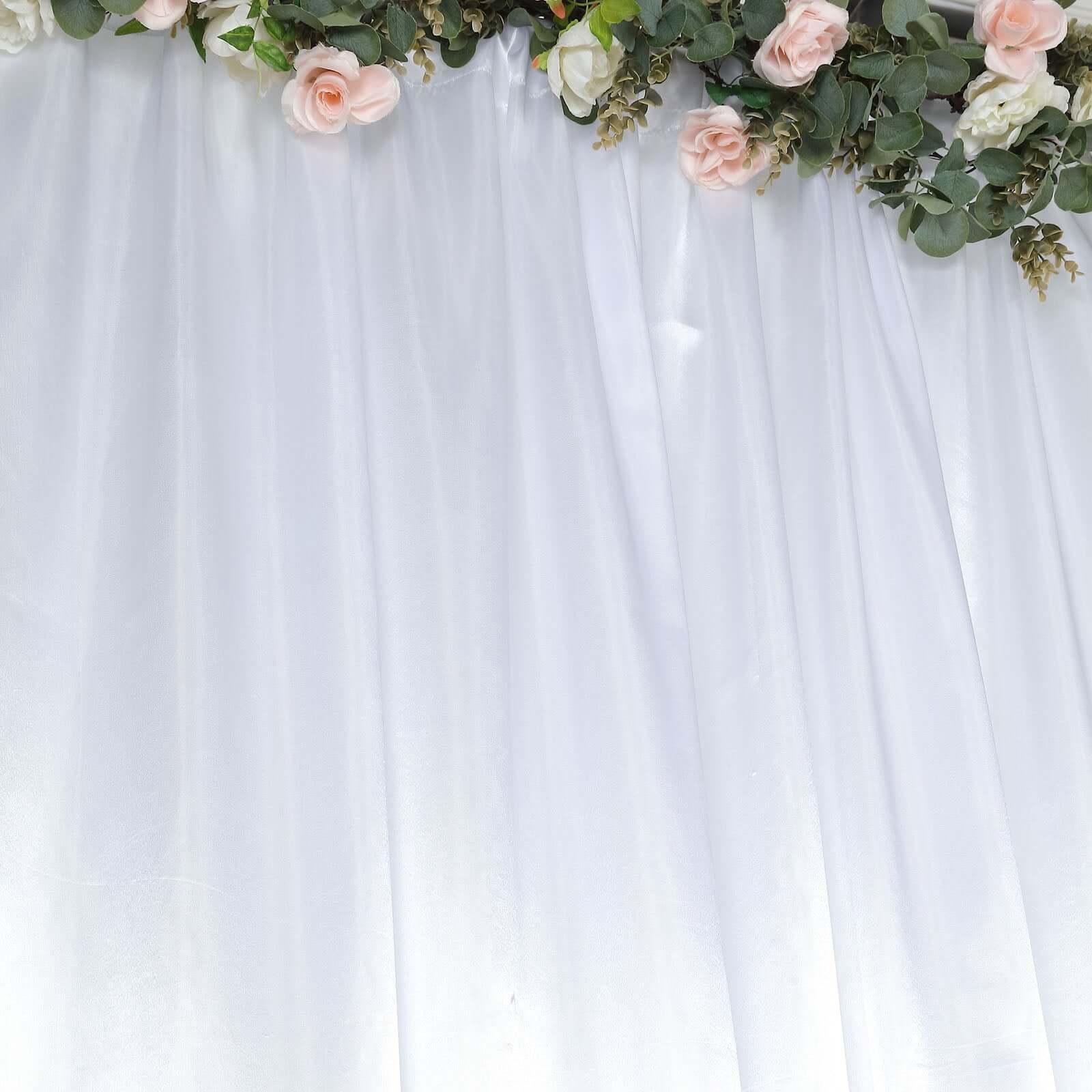 8ftx10ft White Satin Event Curtain Drapes, Backdrop Event Panel