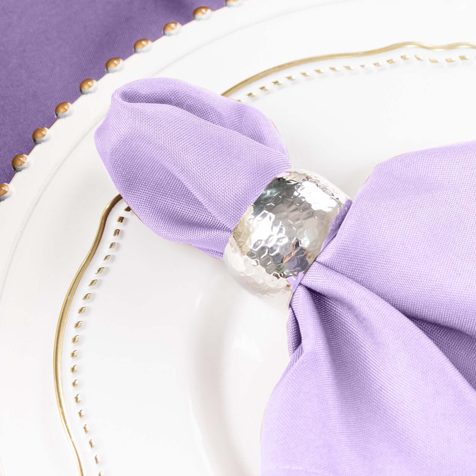 5 Pack Polyester 17"x17" Napkins Lavender Lilac - Durable & Wrinkle Resistant Dinner Napkins