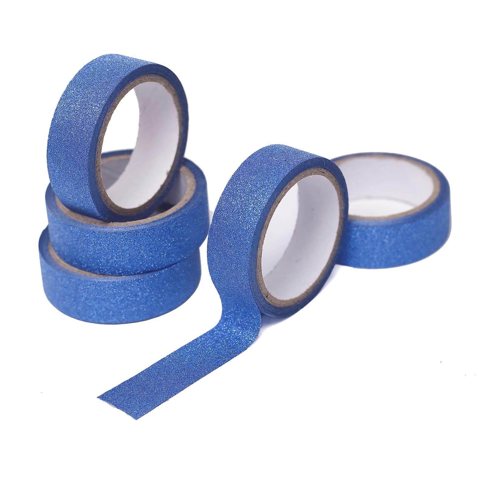 5 Pack 0.5"x5 Yards Royal Blue Washi DIY Craft Glitter Tape