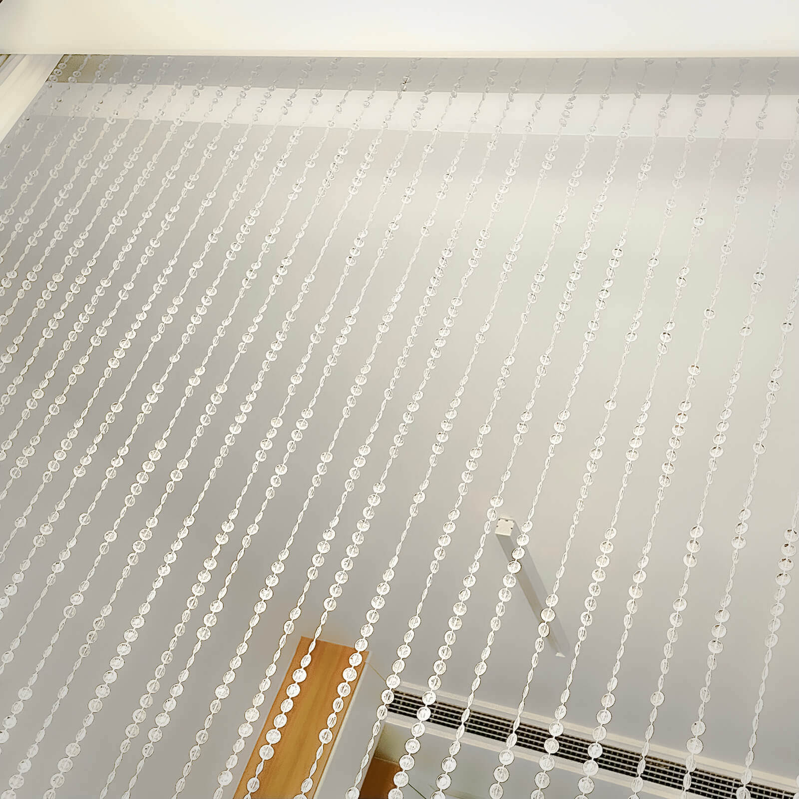 Acrylic Crystal Beaded Curtain with Fabric Rod Pocket, 43 Strands Room Divider Clear Diamond Cut Beads Doorway String Curtain - 5ftx10ft