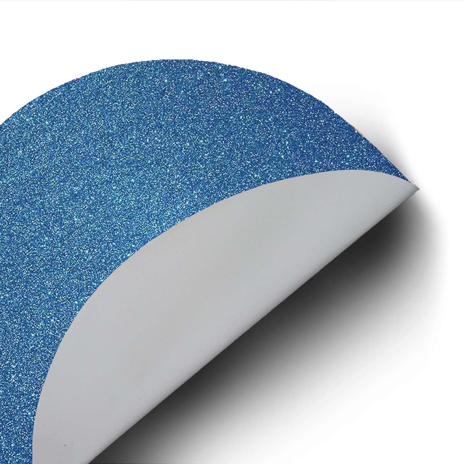 6-Pack Placemats Glitter Design Royal Blue Sparkle Round - Non-Slip Decorative Dining Table Mats 13"