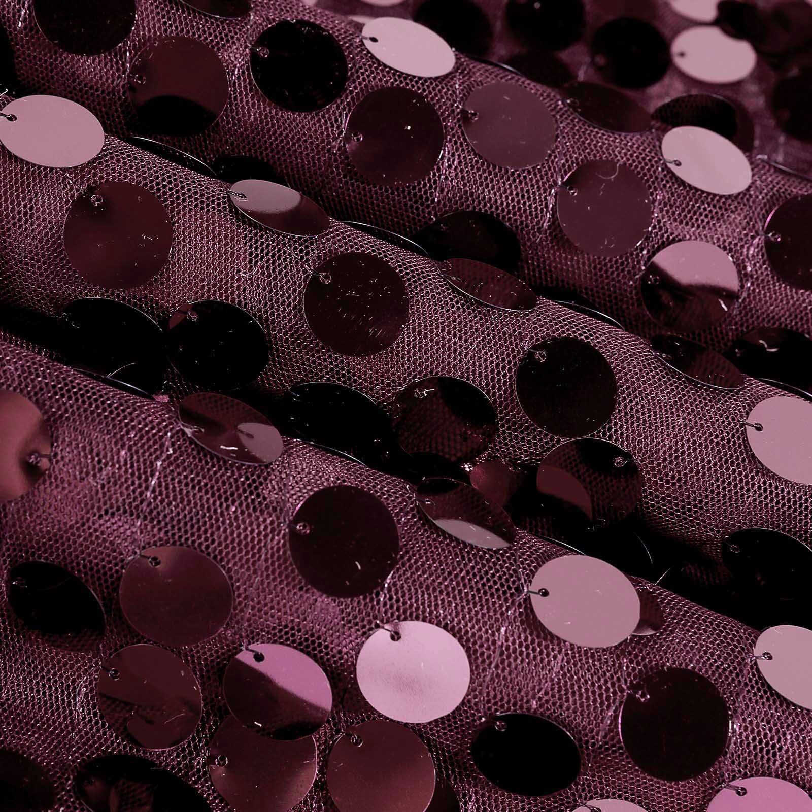 Sequin 120" Round Tablecloth Burgundy - Seamless Big Payette Table Cover
