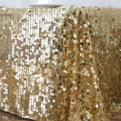 Sequin 90"x132" Rectangle Tablecloth Champagne - Seamless Big Payette Table Cover