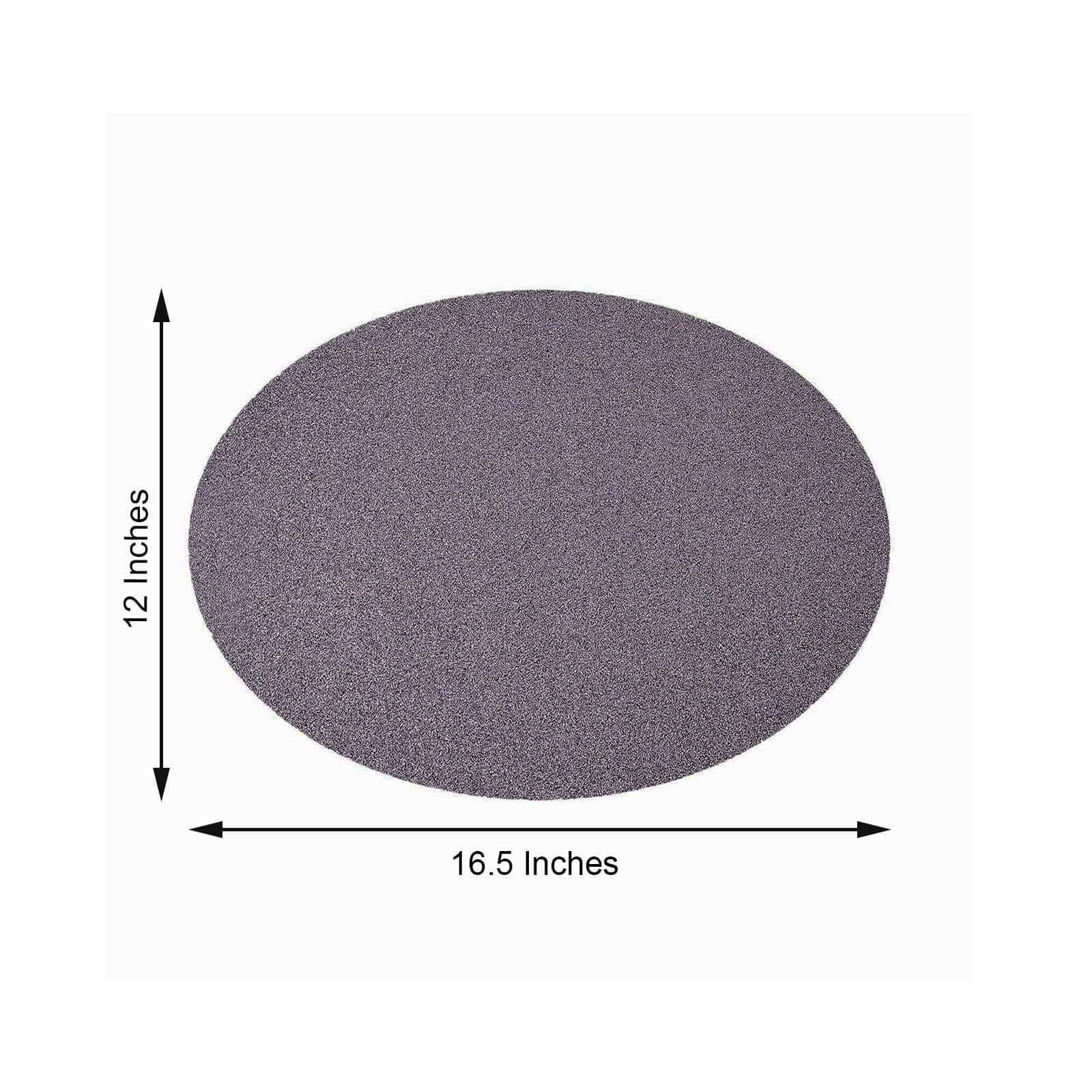 6-Pack Placemats Glitter Design Charcoal Gray Sparkle Oval - Non-Slip Decorative Table Mats for Dining 12"x18"