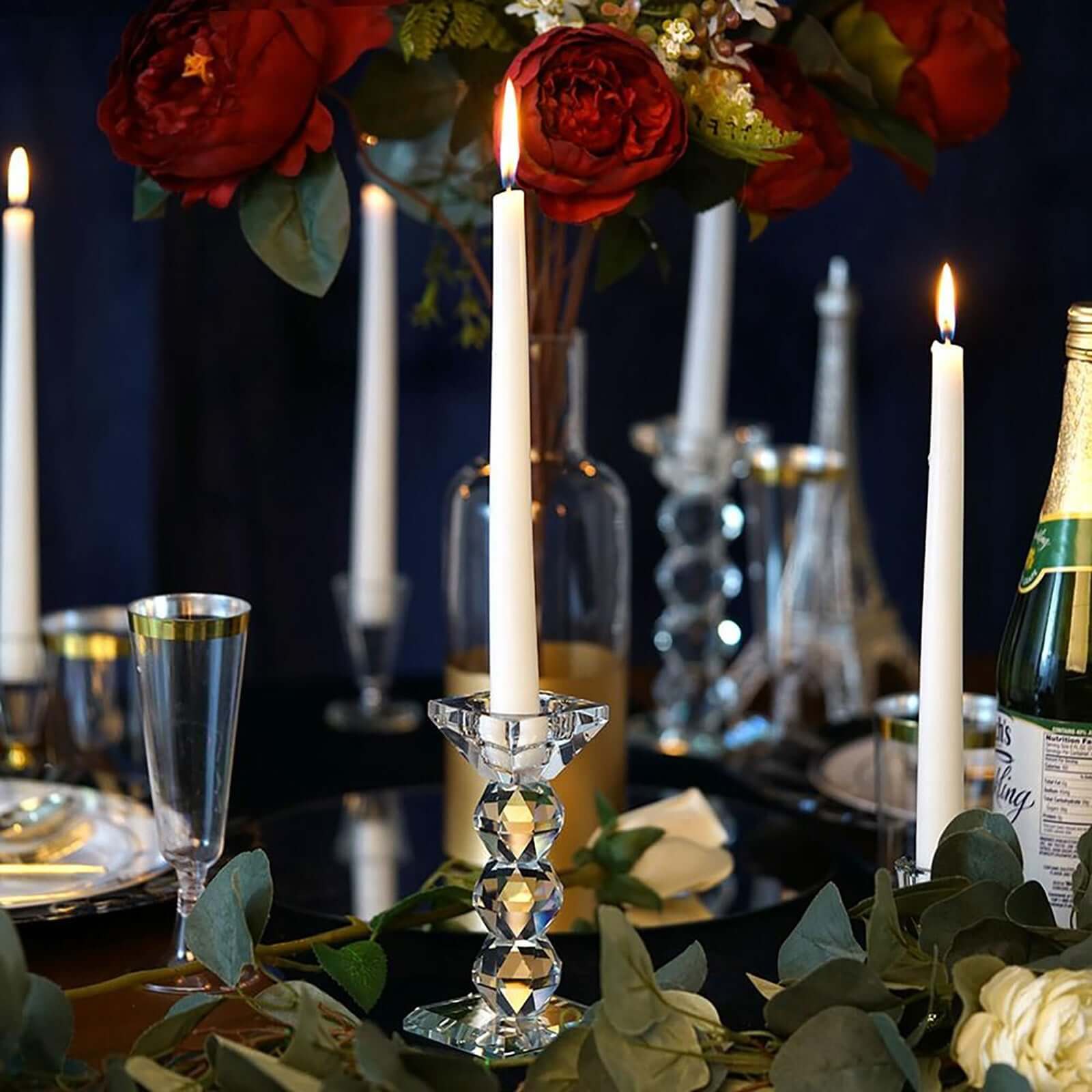 Gemcut Crystal Glass Votive Candle Holder Stand, Decorative Candle Display Piece 7" Tall
