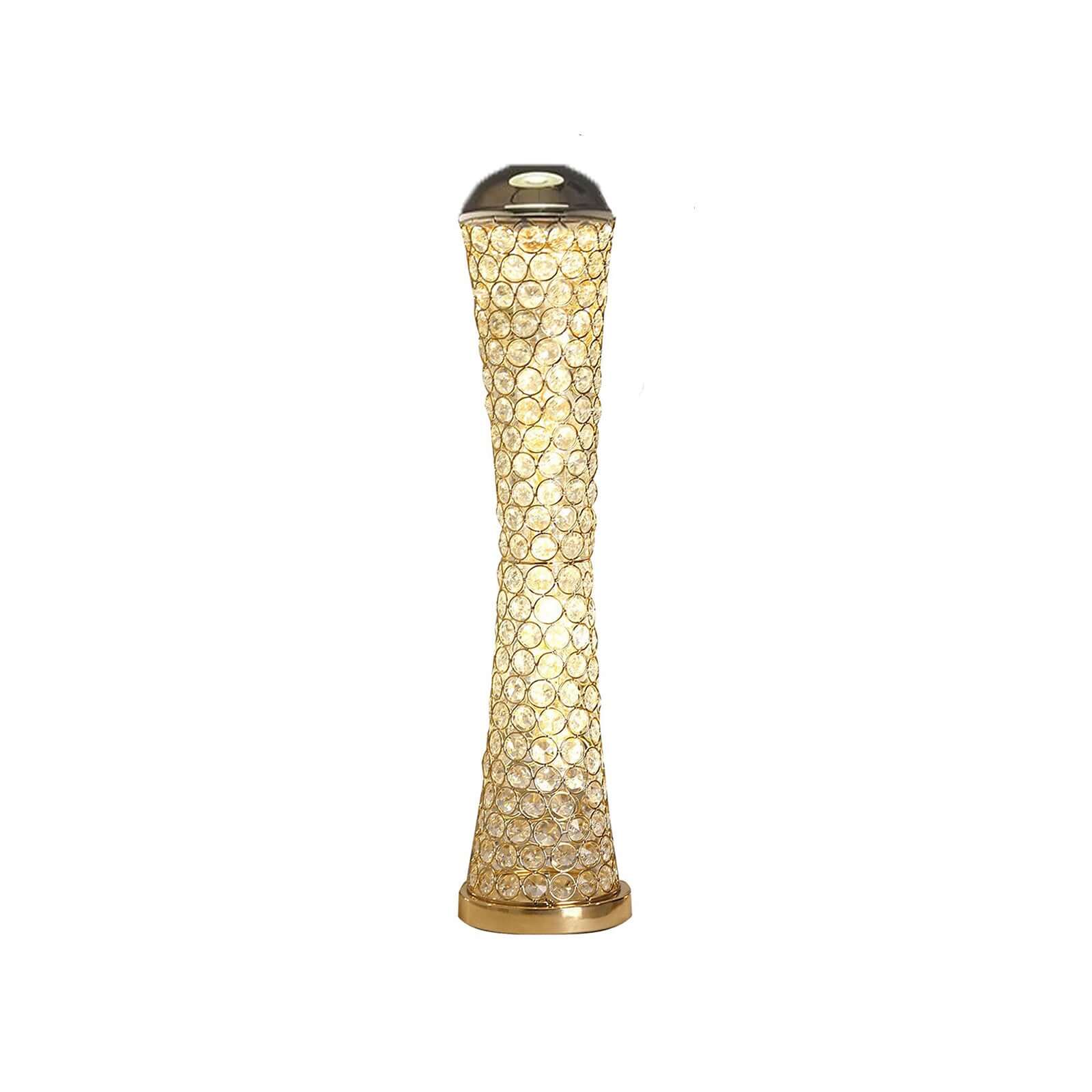 Metal Hurricane Floral Vase Centerpiece Metallic Gold with Crystal Beaded Design - Table Decorative Stand 24"