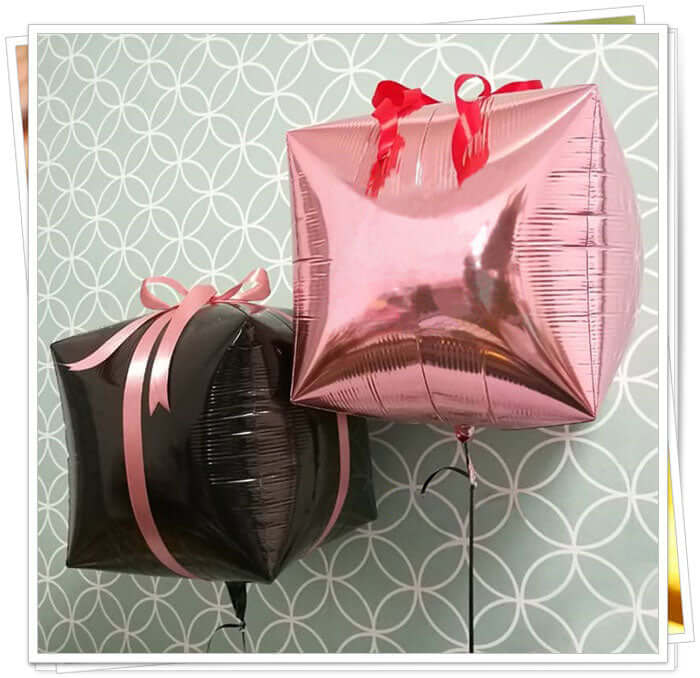 14" 4D Rose Gold Cube Shaped Mylar Foil Helium Air Balloons