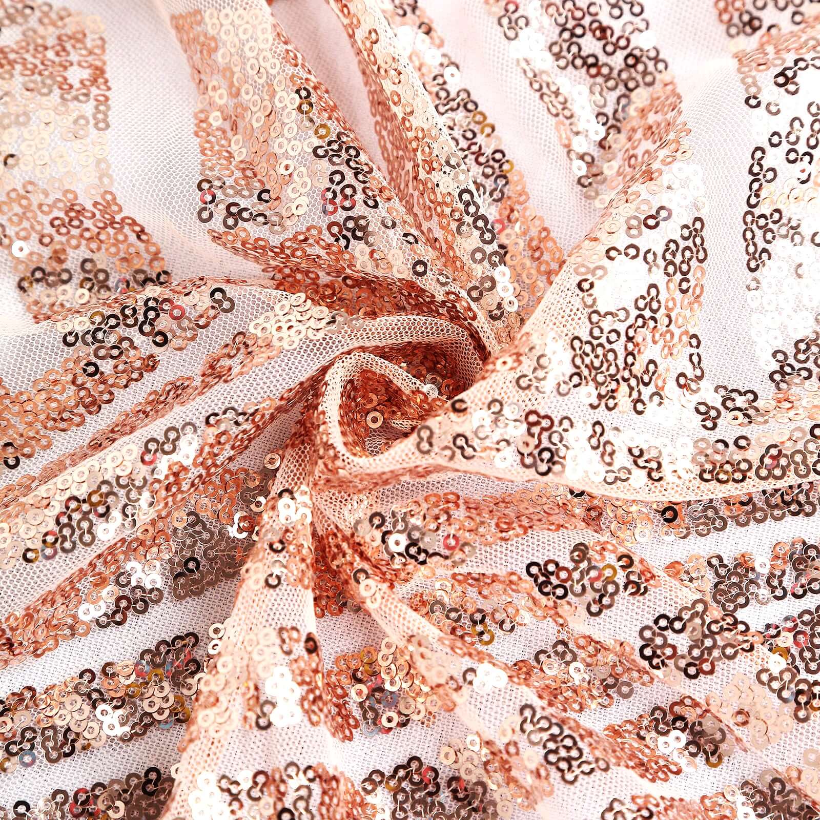 Sequin 120" Round Tablecloth Rose Gold - Seamless Diamond Glitz Table Cover