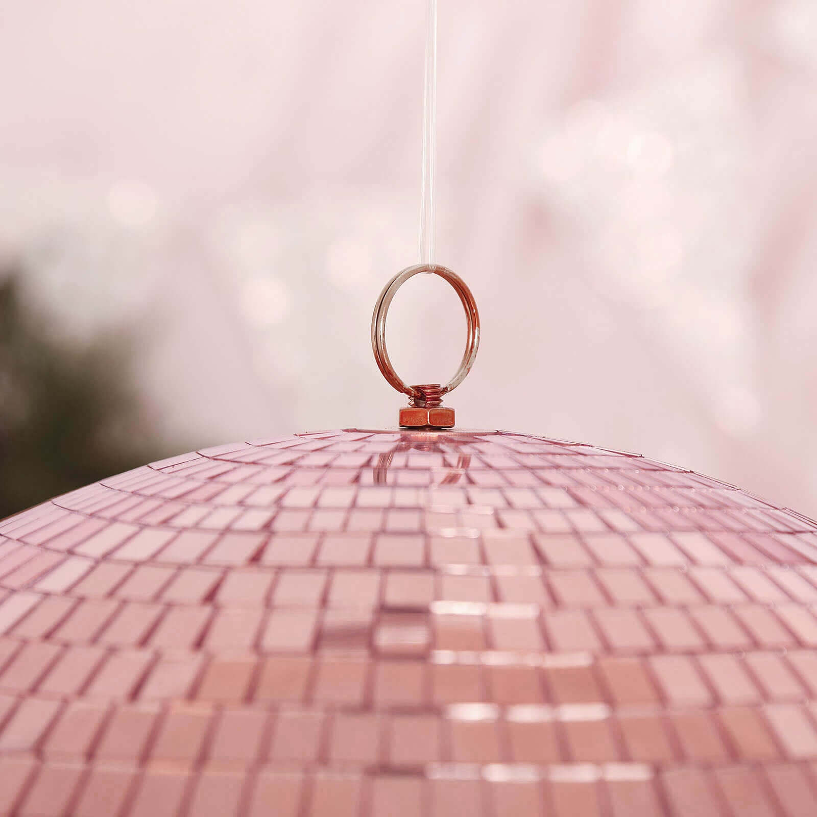16" Large Rose Gold Foam Disco Mirror Ball With Hanging Swivel Ring, Holiday Party Decor