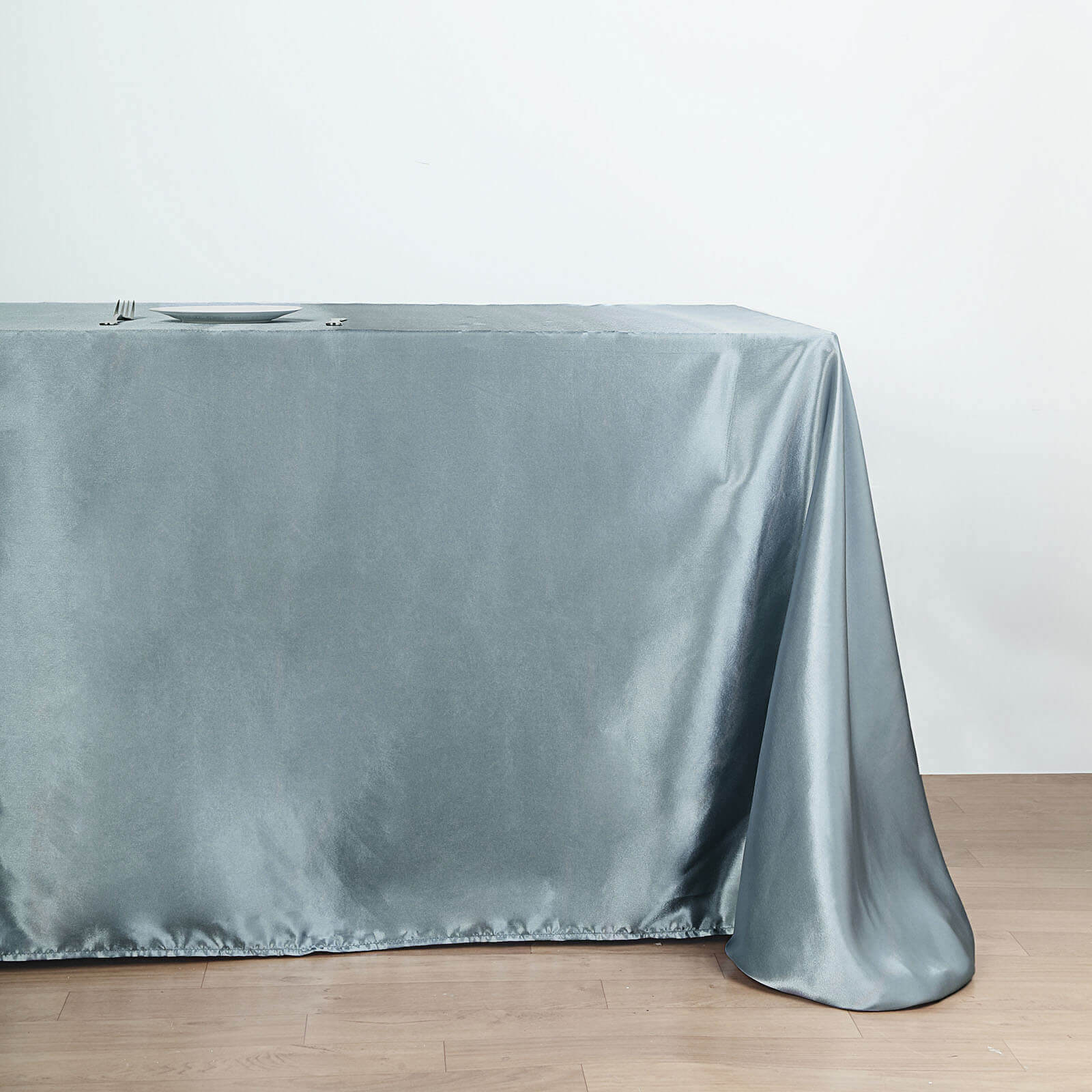 Satin Rectangular 90"x132" Tablecloth Dusty Blue Satin - Seamless Table Cover