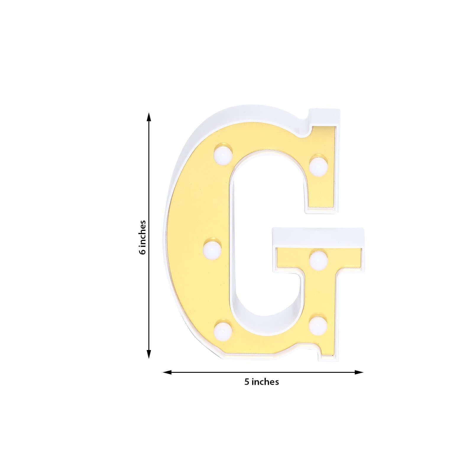 3D Marquee Letter "G" Warm White 6 LED Lights Gold - Chic Light-Up Decor for Events 6"