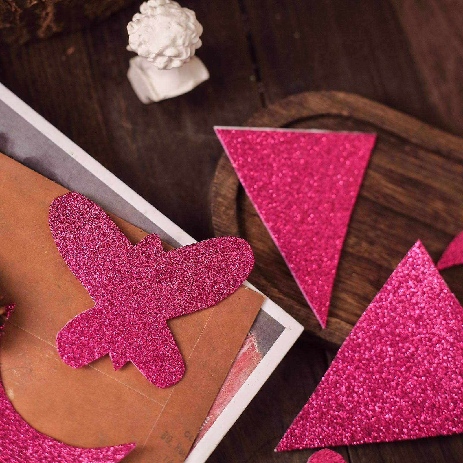 10 Pack 12"x10" Self-Adhesive Glitter DIY Craft Foam Sheets Hot Pink