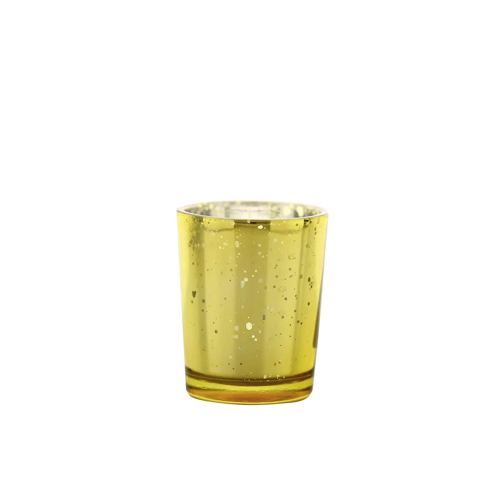 12-Pack Mercury Glass Candle Holders Gold with Speckled Design - Votive Tealight Holders 2"