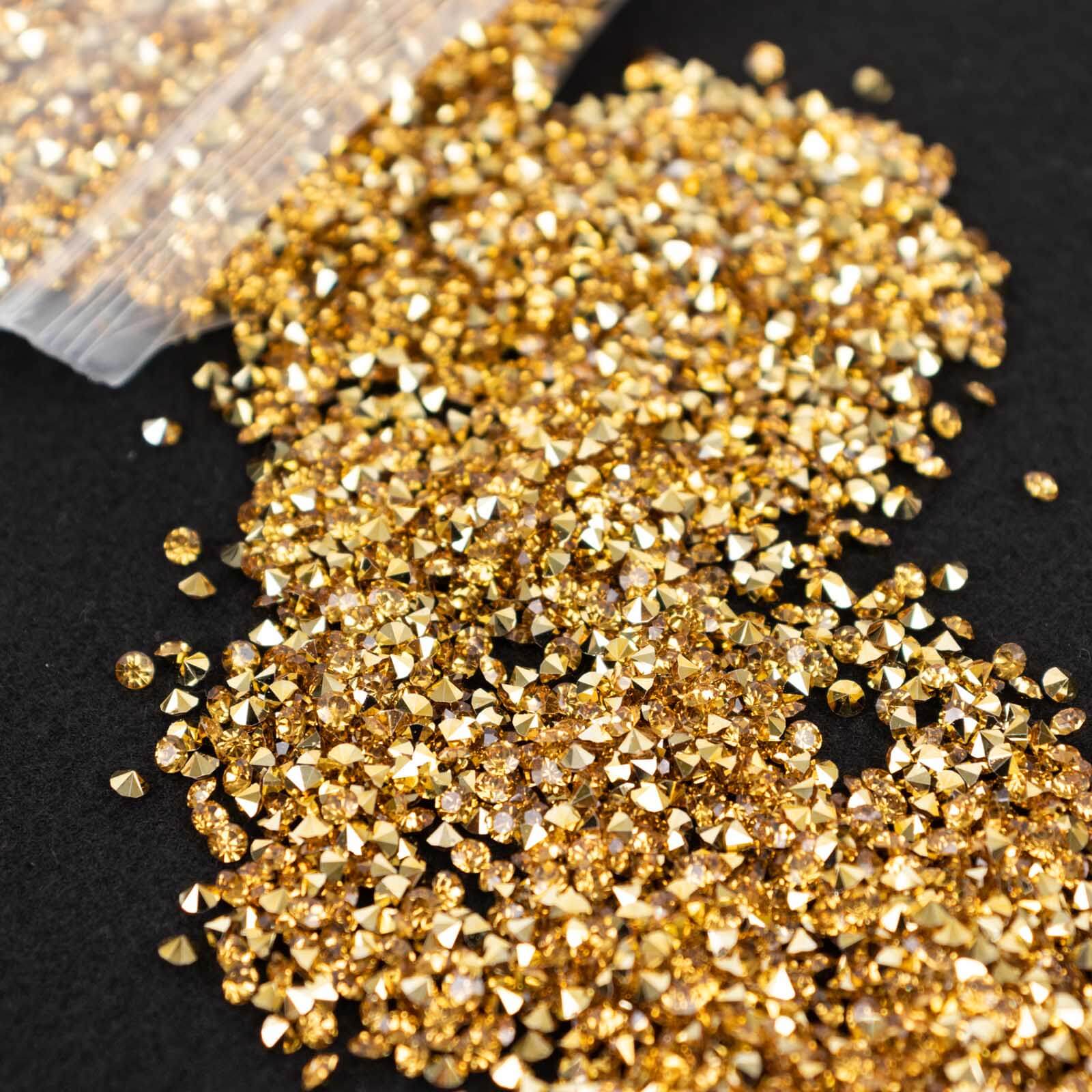 14400 Pcs Faux Diamond Rhinestone Vase Fillers Gold, Wedding Table Scatter Gems Sparkling Decorative Design 3mm