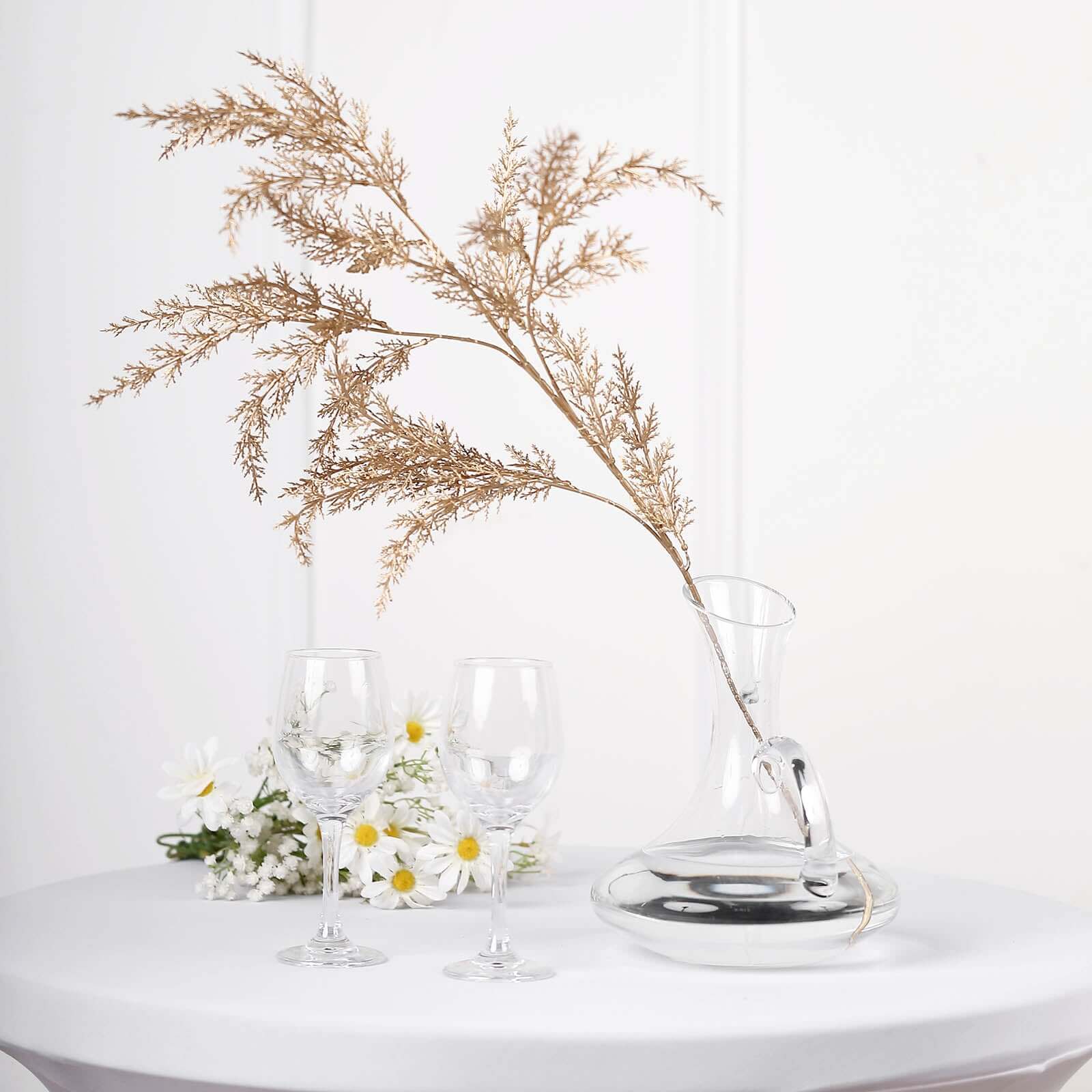 2 Stems 32" Metallic Gold Artificial Fern Leaf Branch Vase Filler