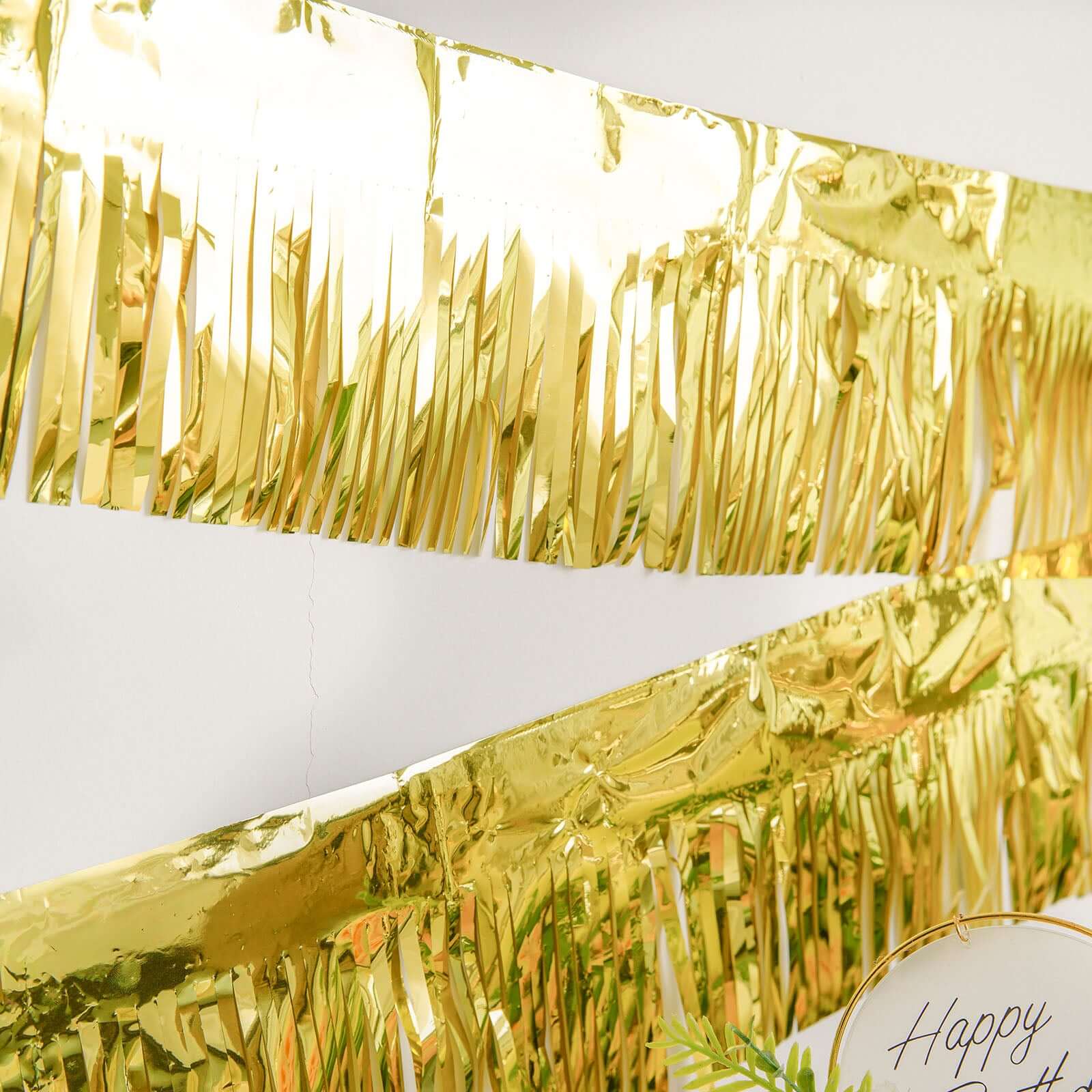 16ft Metallic Gold Foil Tassel Fringe Backdrop Banner, Tinsel Garland Decor