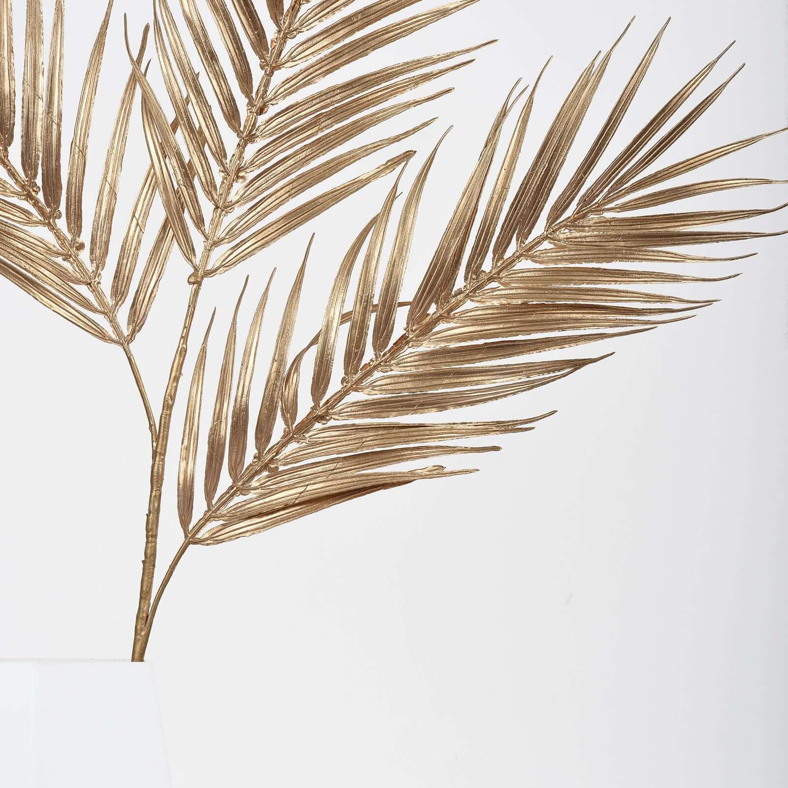 2 Stems Artificial Palm Leaf Branch Metallic Gold - Tropical Faux Stems Vase Filler Floral Backdrop Table Decor 32"