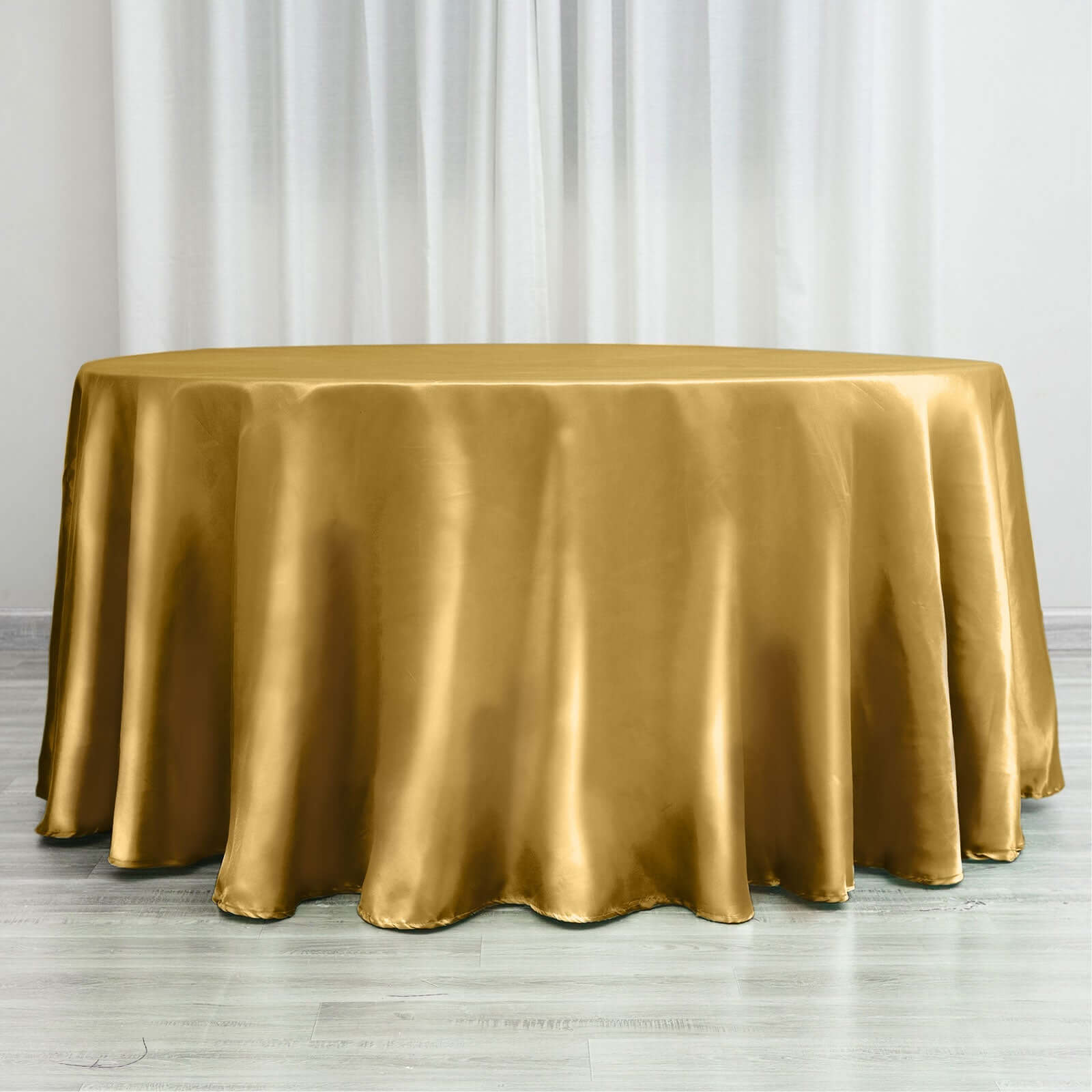 Satin 120" Round Tablecloth Gold - Stylish Seamless Table Cover for Weddings & Events