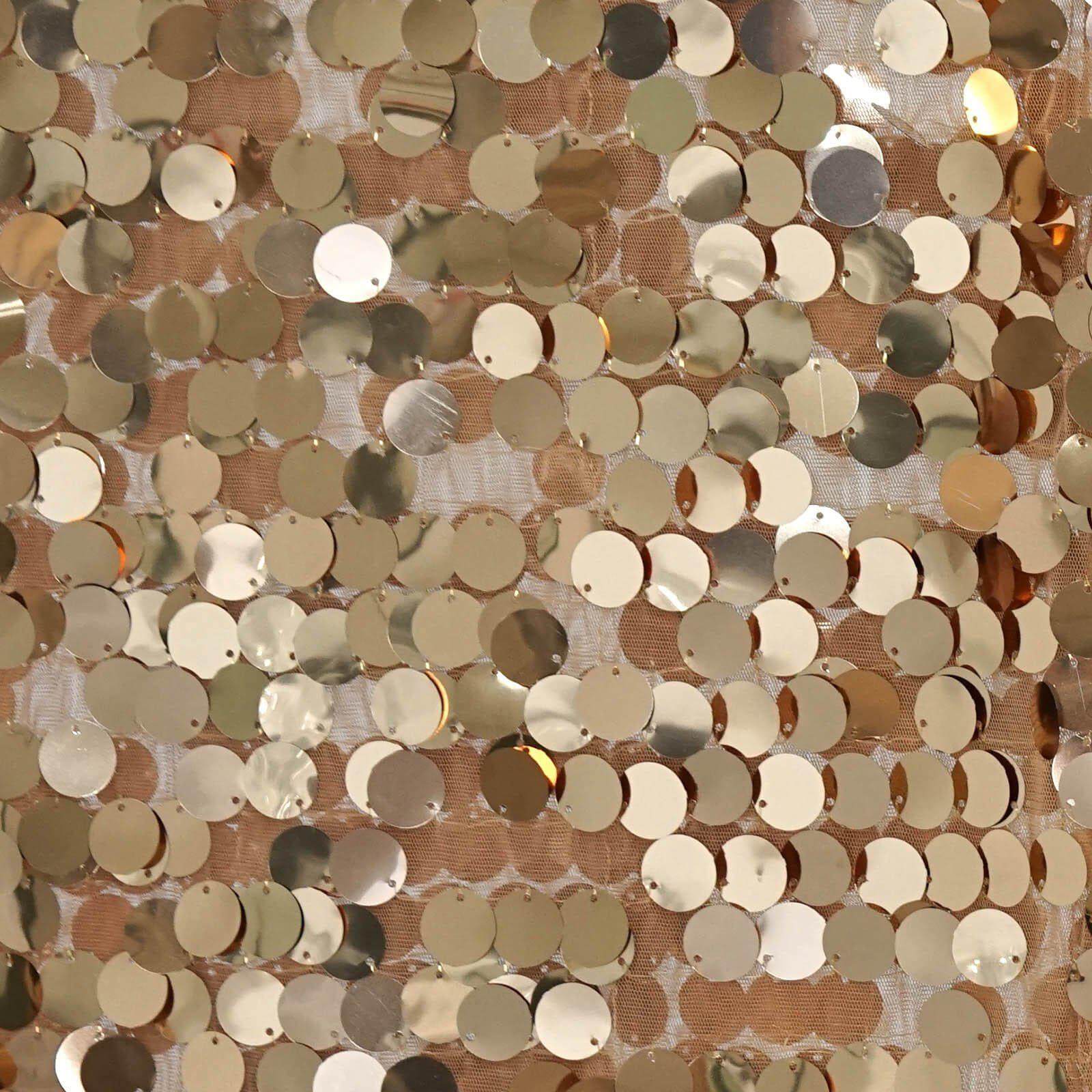 Big Payette Sequin 13"x108" Table Runner Gold - Dazzling Event Decoration