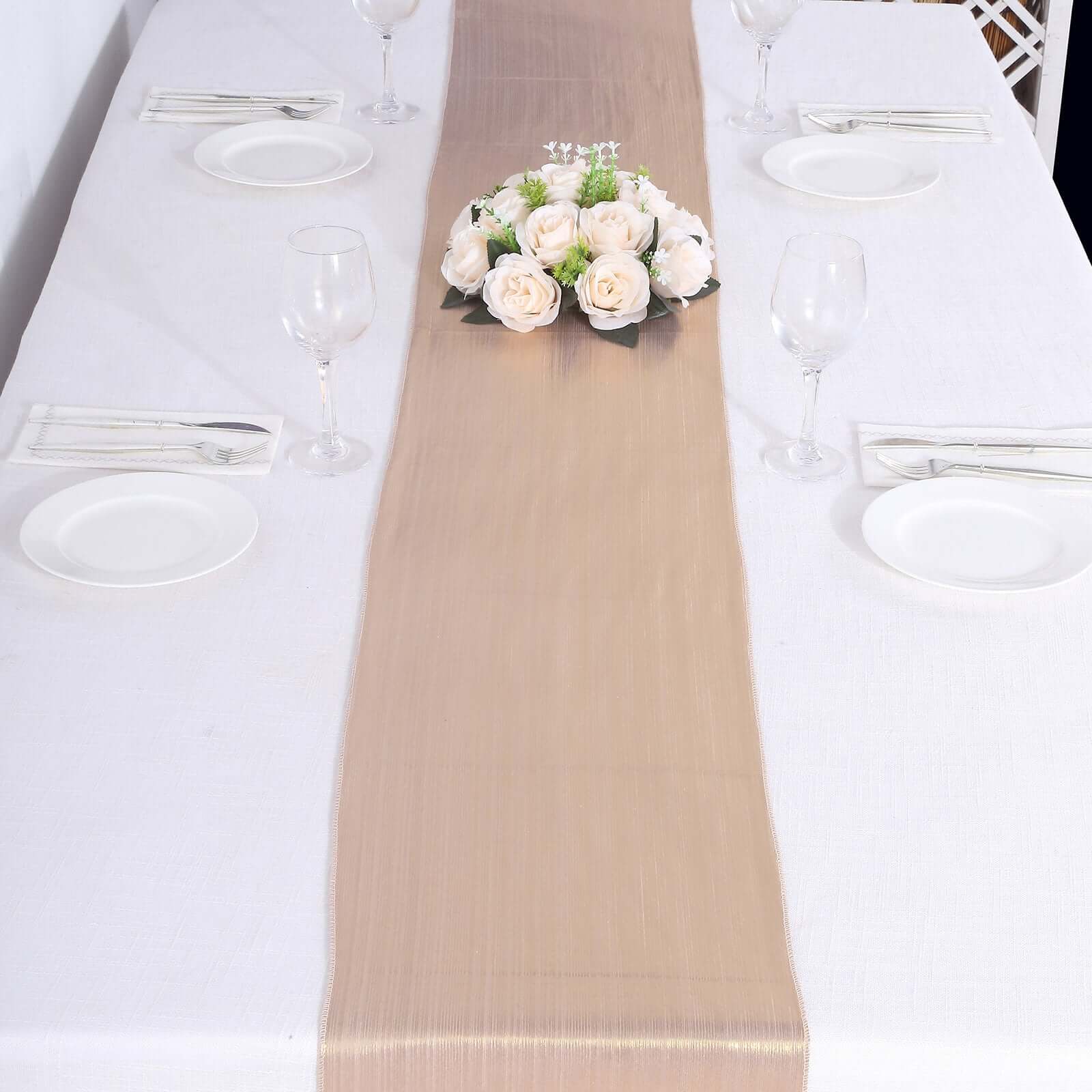 Polyester 12"x108" Table Runner Blush Shimmer Sequin Dots - Wrinkle-Free Finish Table Linen