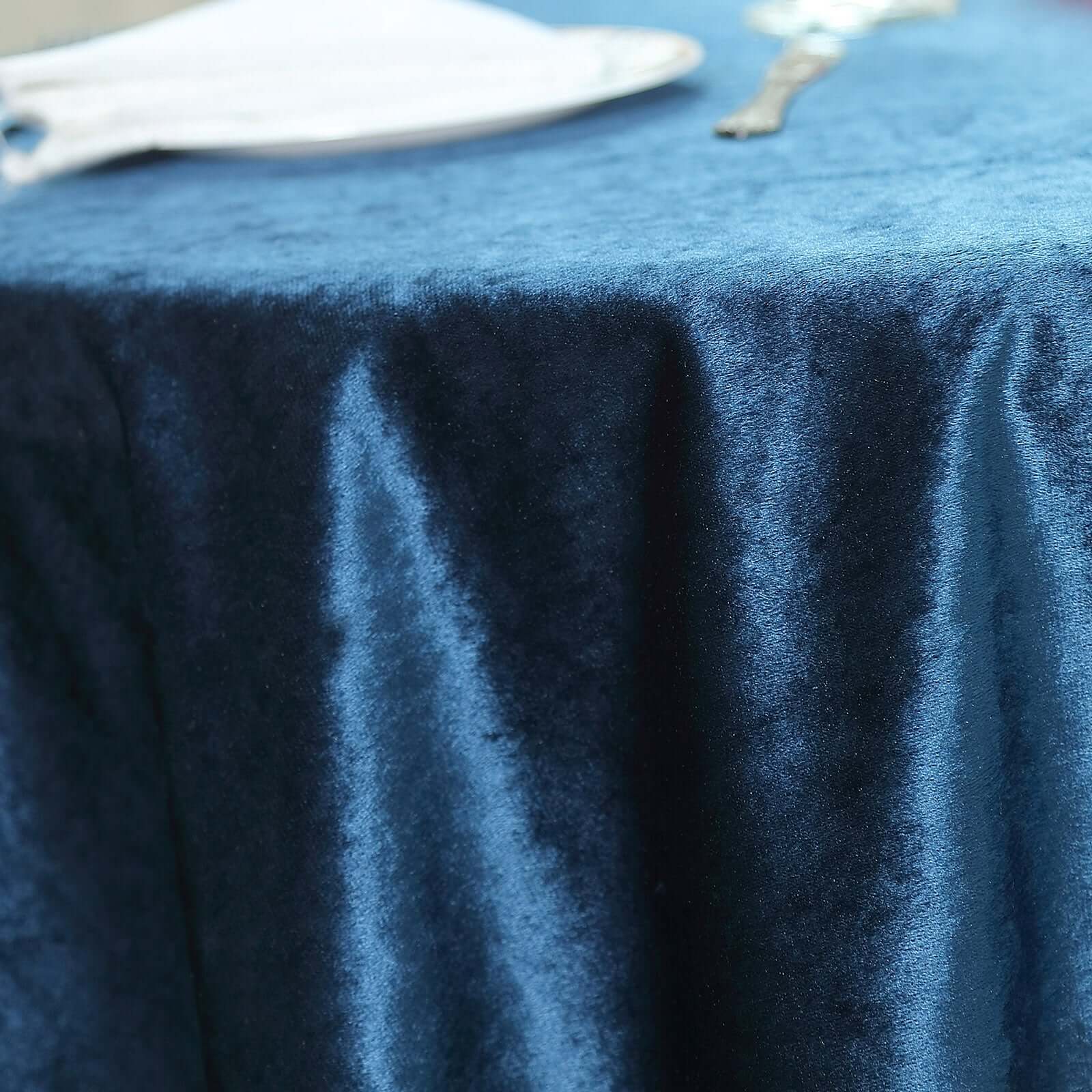 72"x72" Navy Blue Premium Soft Velvet Table Overlay, Square Tablecloth Topper