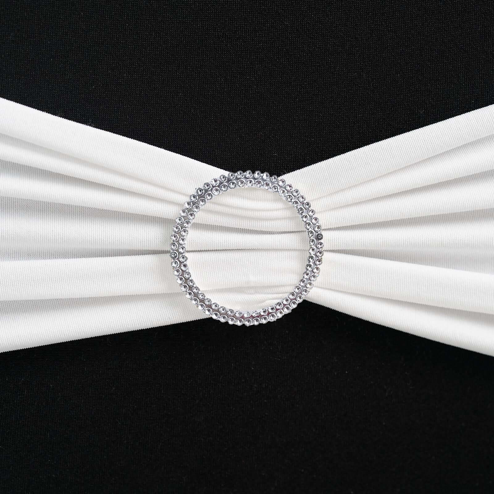 20 Pack Diamond Round Chair Sash Band Buckle Pins Silver - Timeless Rhinestone Napkin Rings 2.5"
