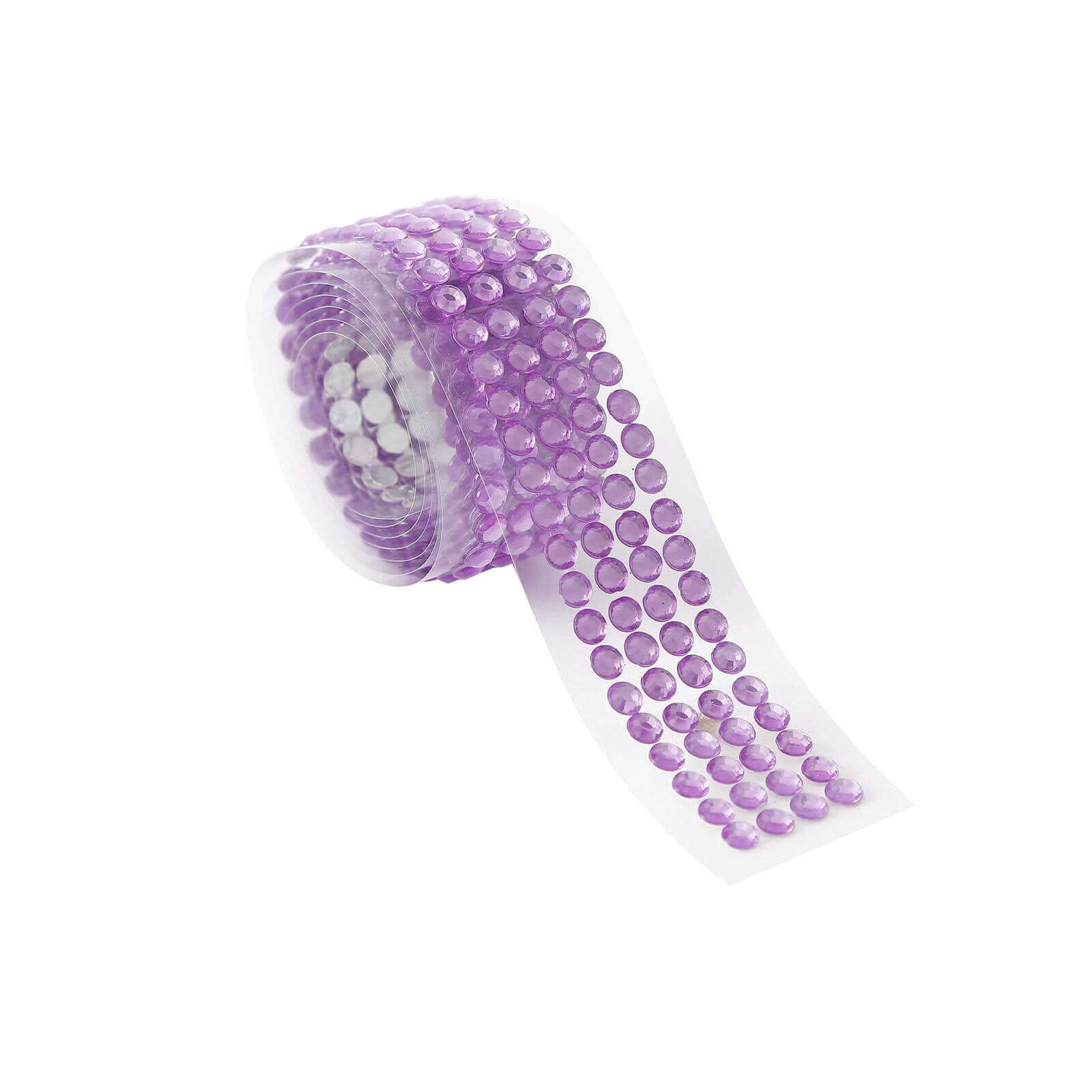 3ft Lavender Lilac Stick-On Rhinestone Tape, DIY Self Adhesive Diamond Gemstone Stickers
