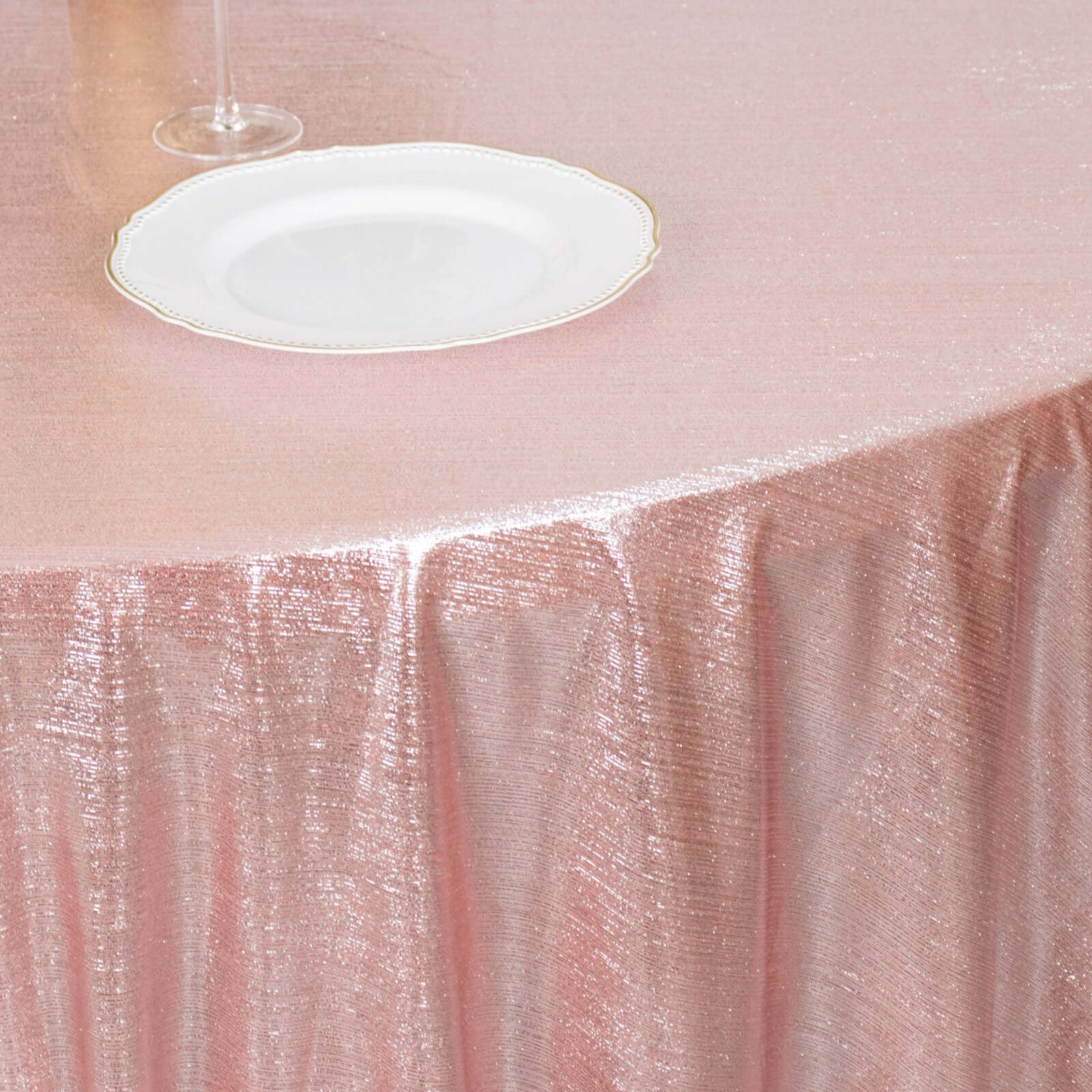 Sequin Dots Polyester Round 120" Tablecloth Rose Gold - Wrinkle Free & Sparkling Table Cover