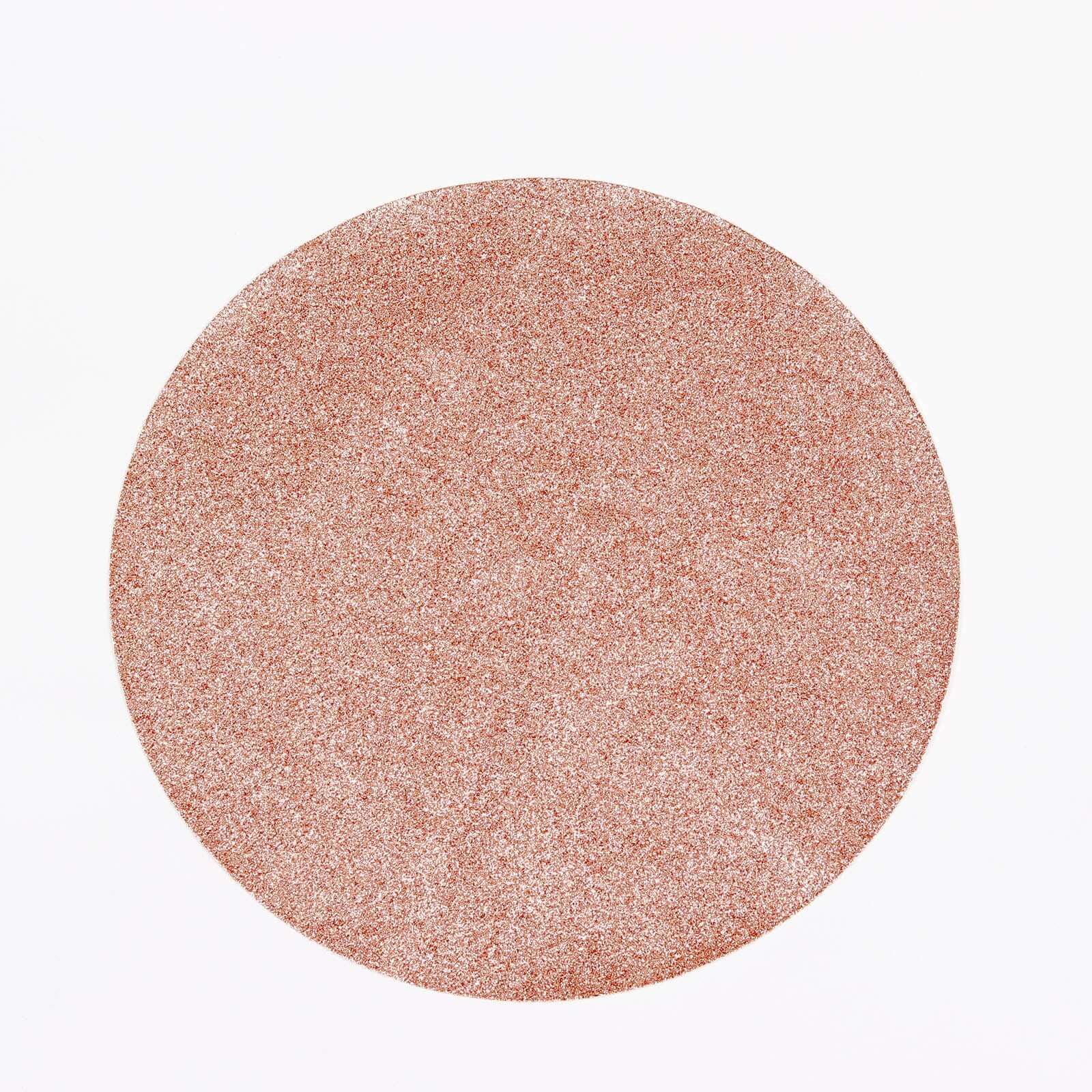 6-Pack Placemats Glitter Design Rose Gold Sparkle Round - Non-Slip Decorative Dining Table Mats 13"