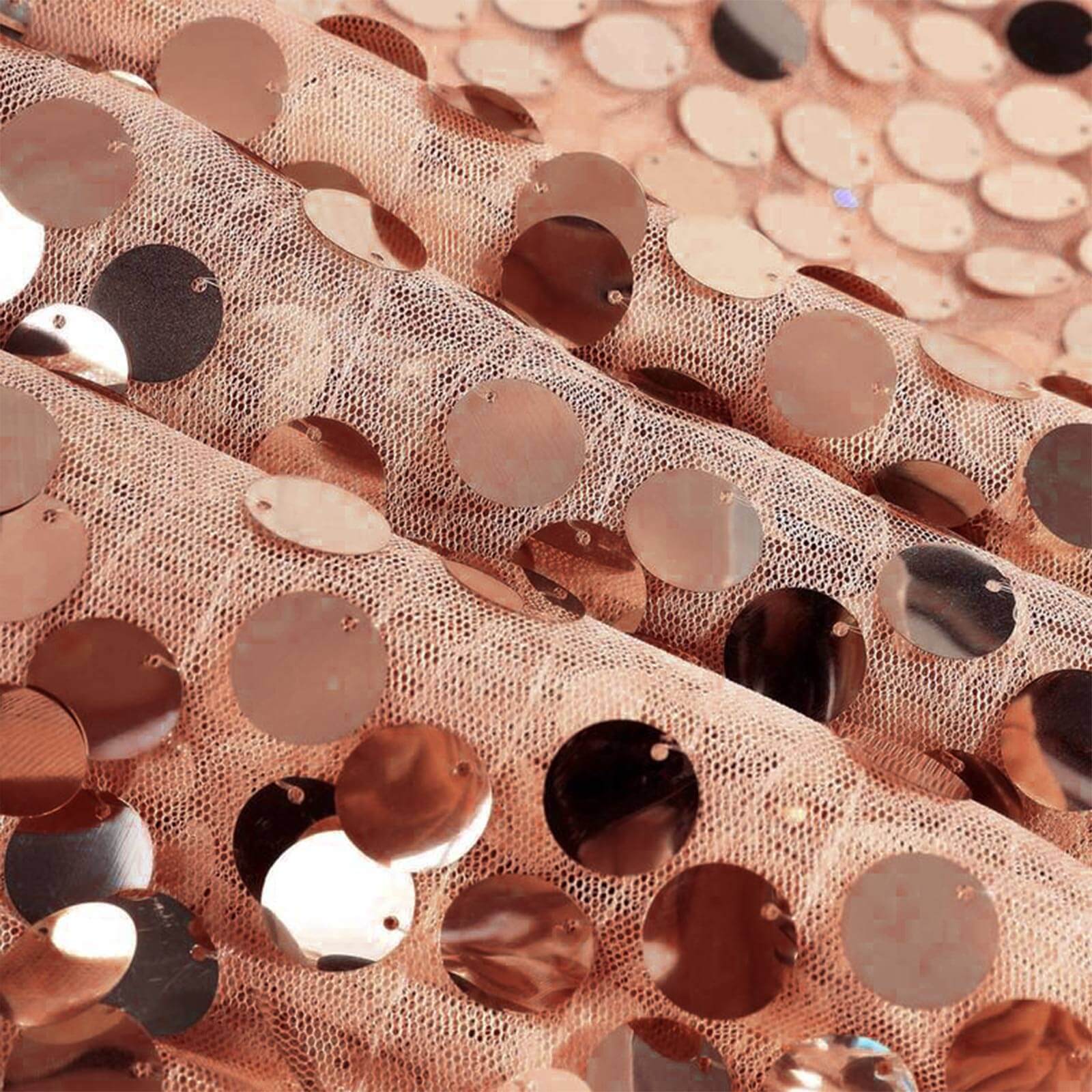 Sequin 120" Round Tablecloth Rose Gold - Seamless Big Payette Table Cover