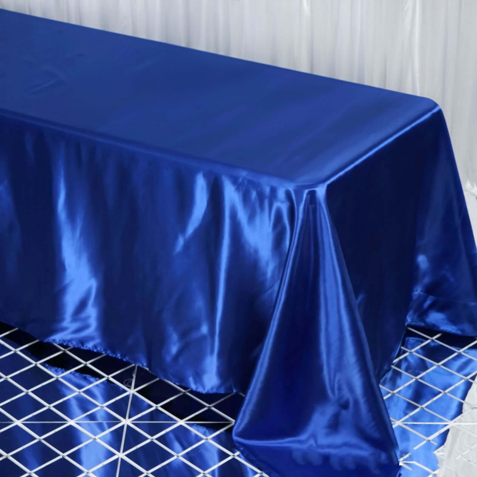 Satin Rectangular 90"x132" Tablecloth Royal Blue Satin - Seamless Table Cover