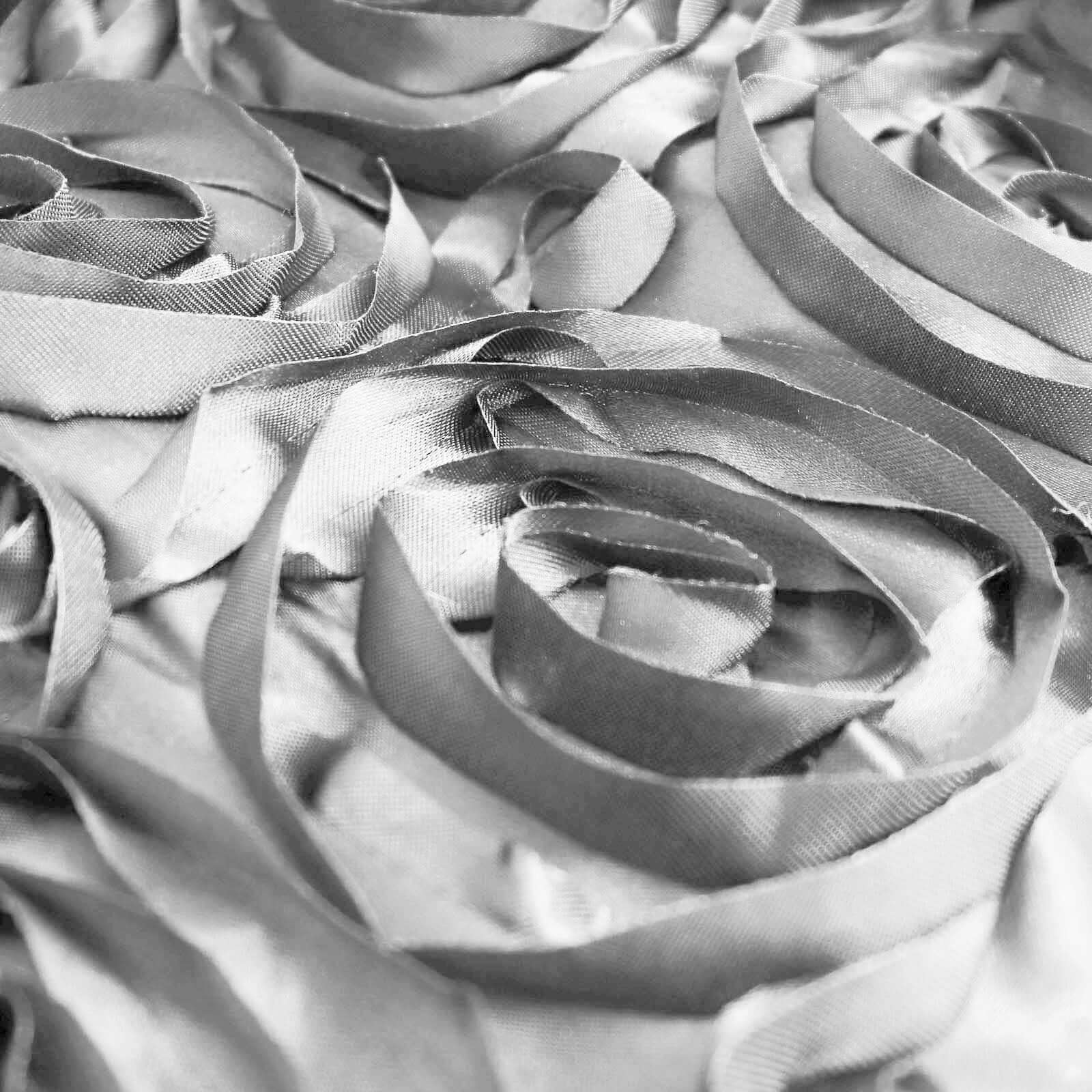 Satin 72"x72" Table Overlay Square Tablecloth Silver - 3D Rosette Table Cover