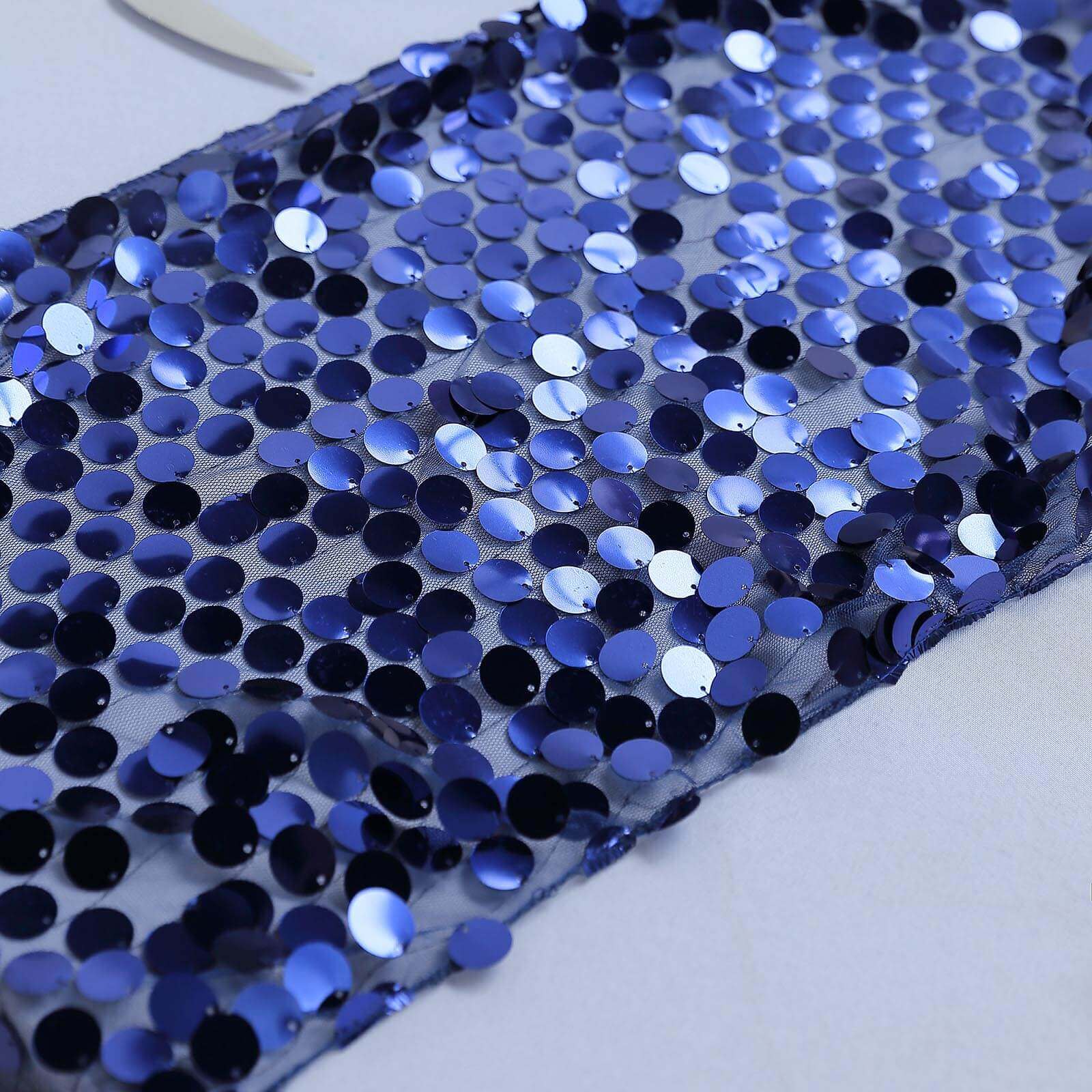 Big Payette Sequin 13"x108" Table Runner Navy Blue - Dazzling Design