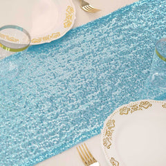 Sequin 12"x108" Table Runner Serenity Blue - Glittering Design
