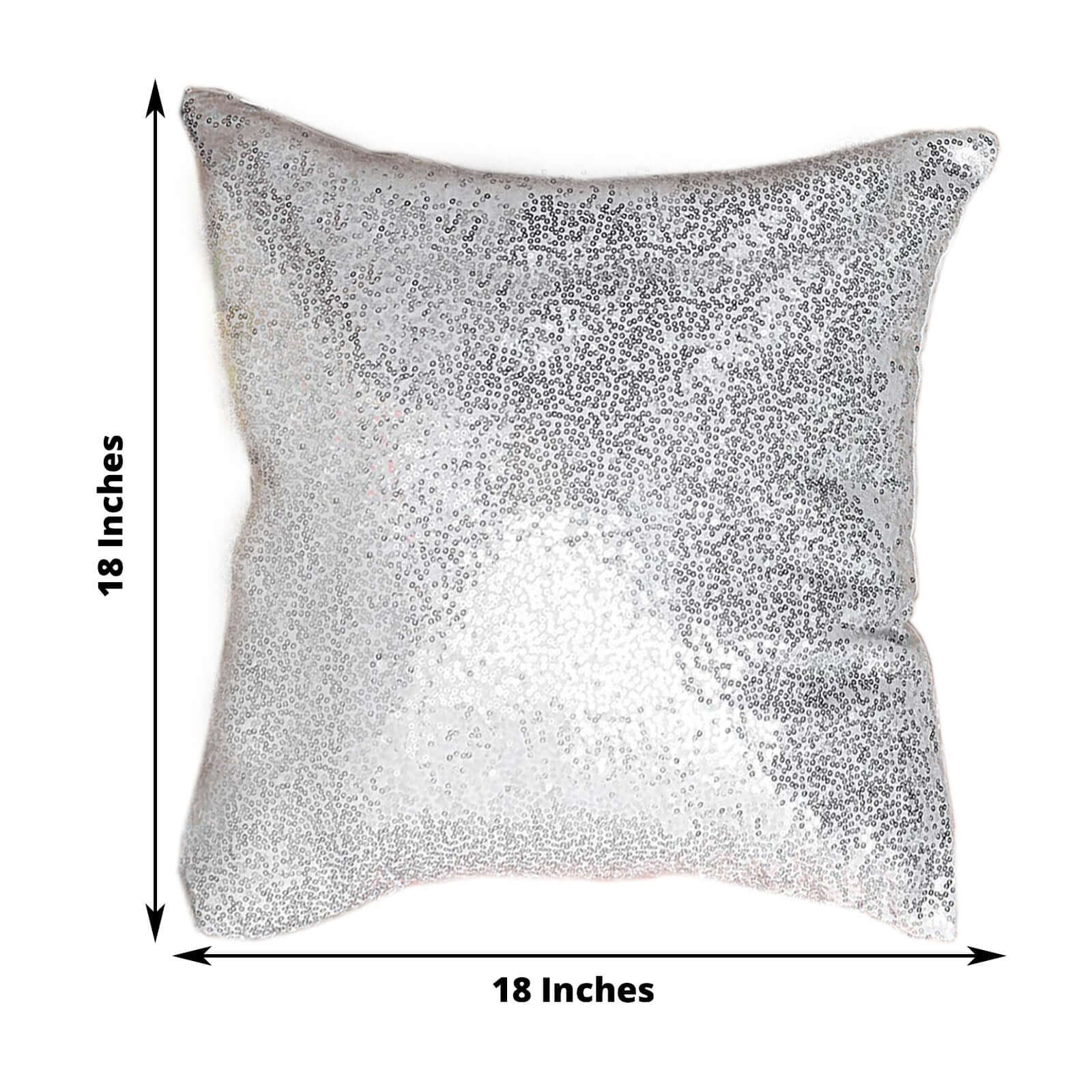 2 Pack 18" Silver Sequin Decorative Square Throw Pillow Cover