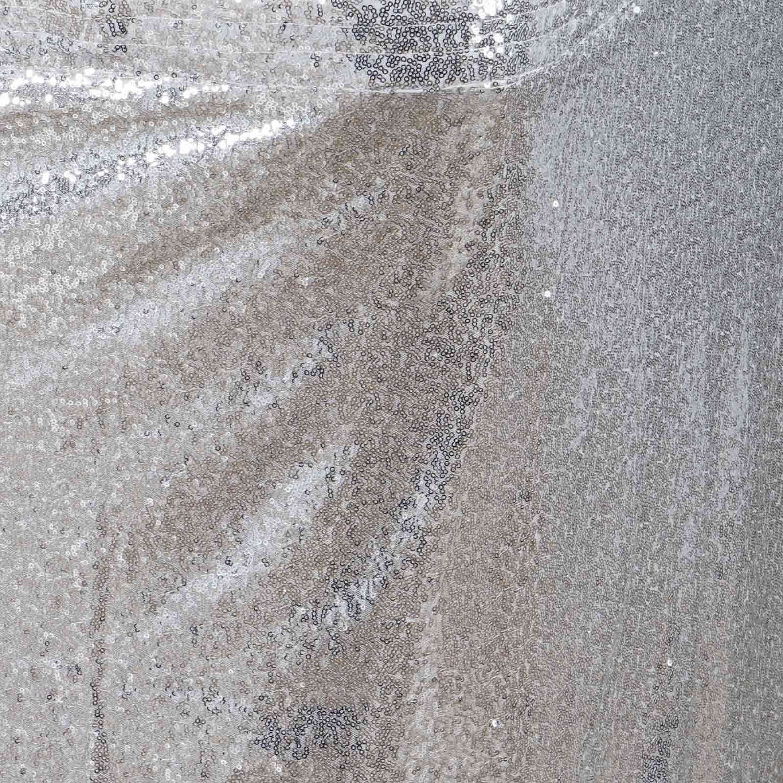 Sequin 17ft Table Skirt Silver - Glitzy Design for Elegant Gatherings
