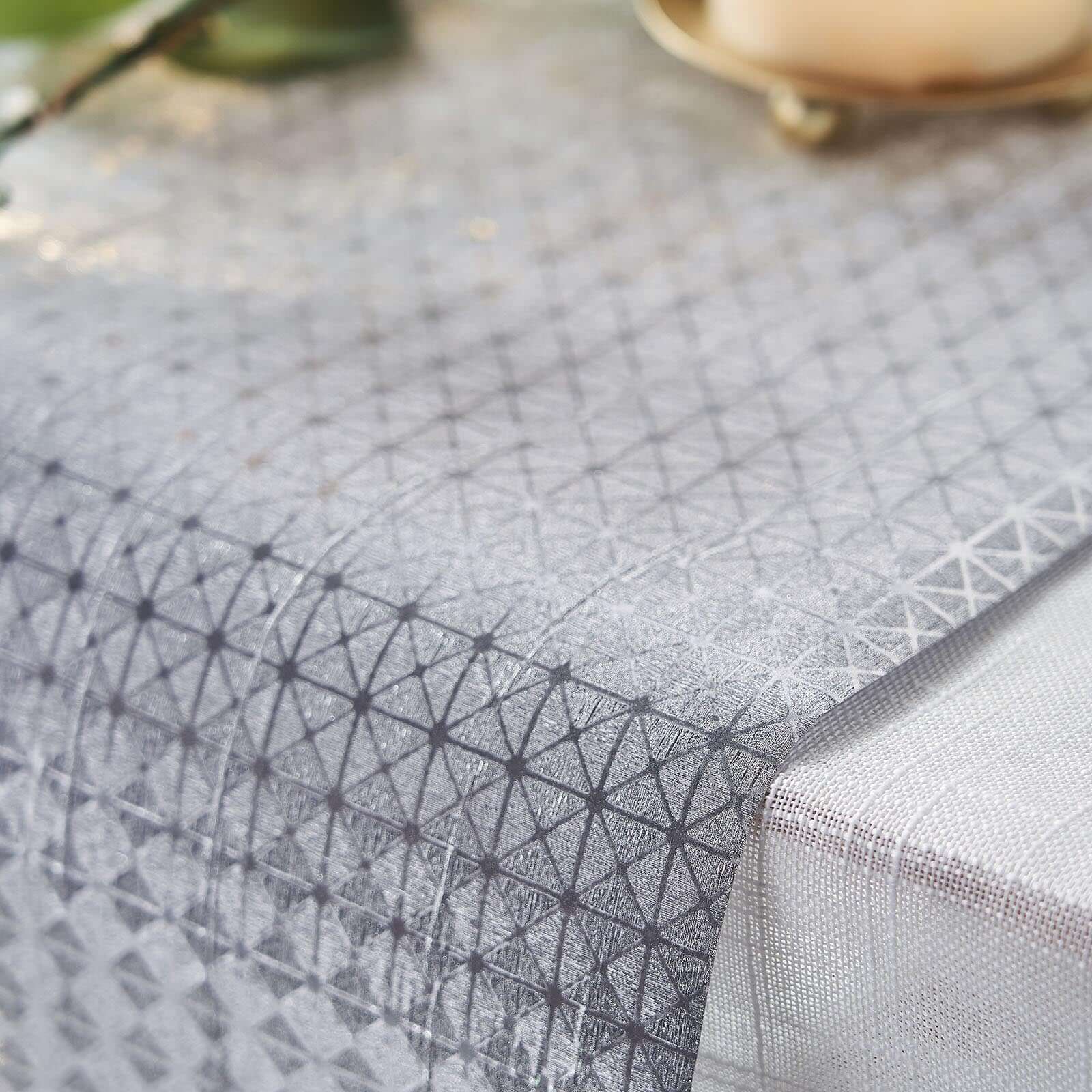 Glitter Paper 9ft Table Runner Roll Silver Disposable Geometric Diamond Pattern Table Decor