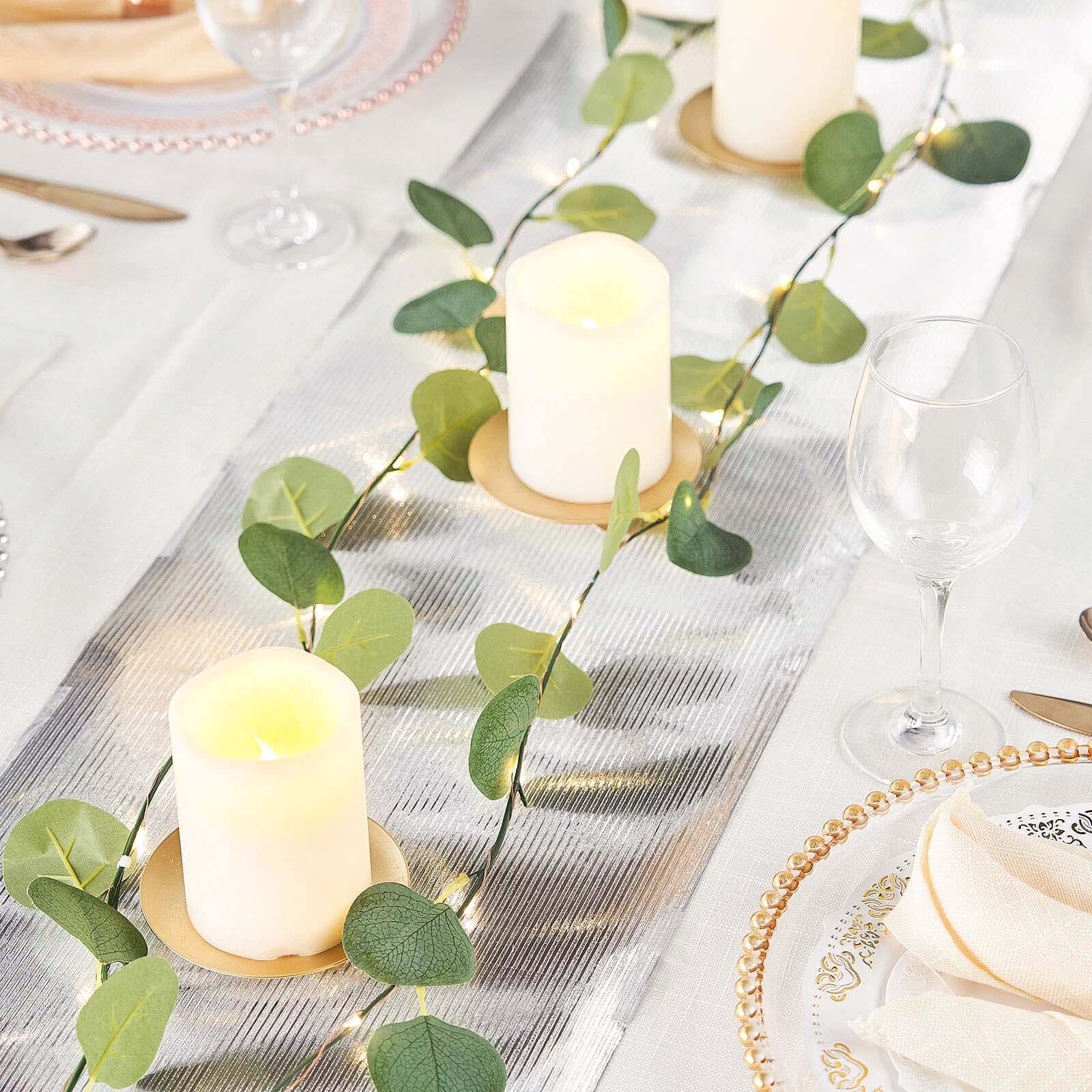Glitter Paper 9ft Table Runner Roll Silver Disposable Ridge Pattern Table Decor