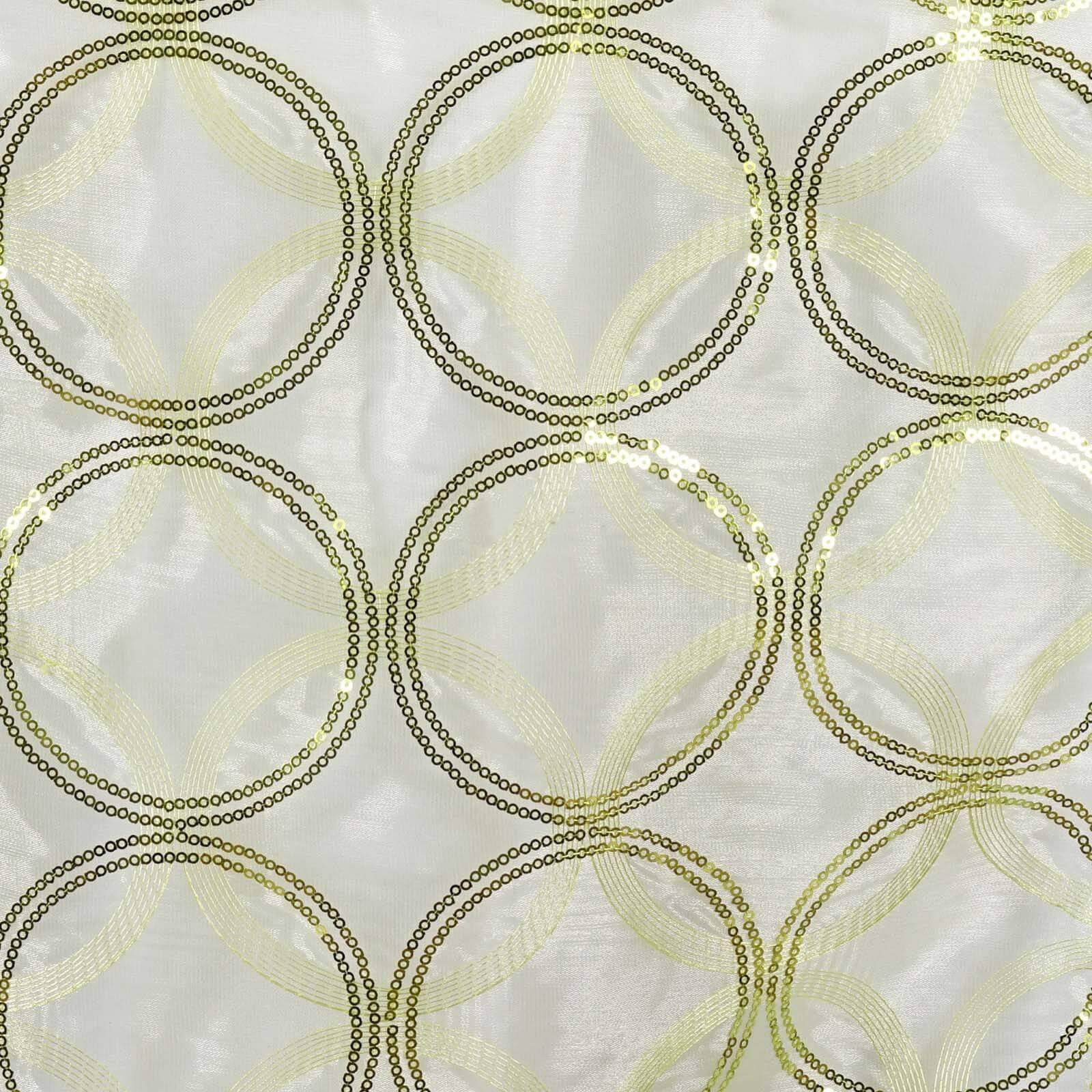 Sequin 14"x108" Table Runner Tea Green Circle Designs - Shimmering Tabletop Decor