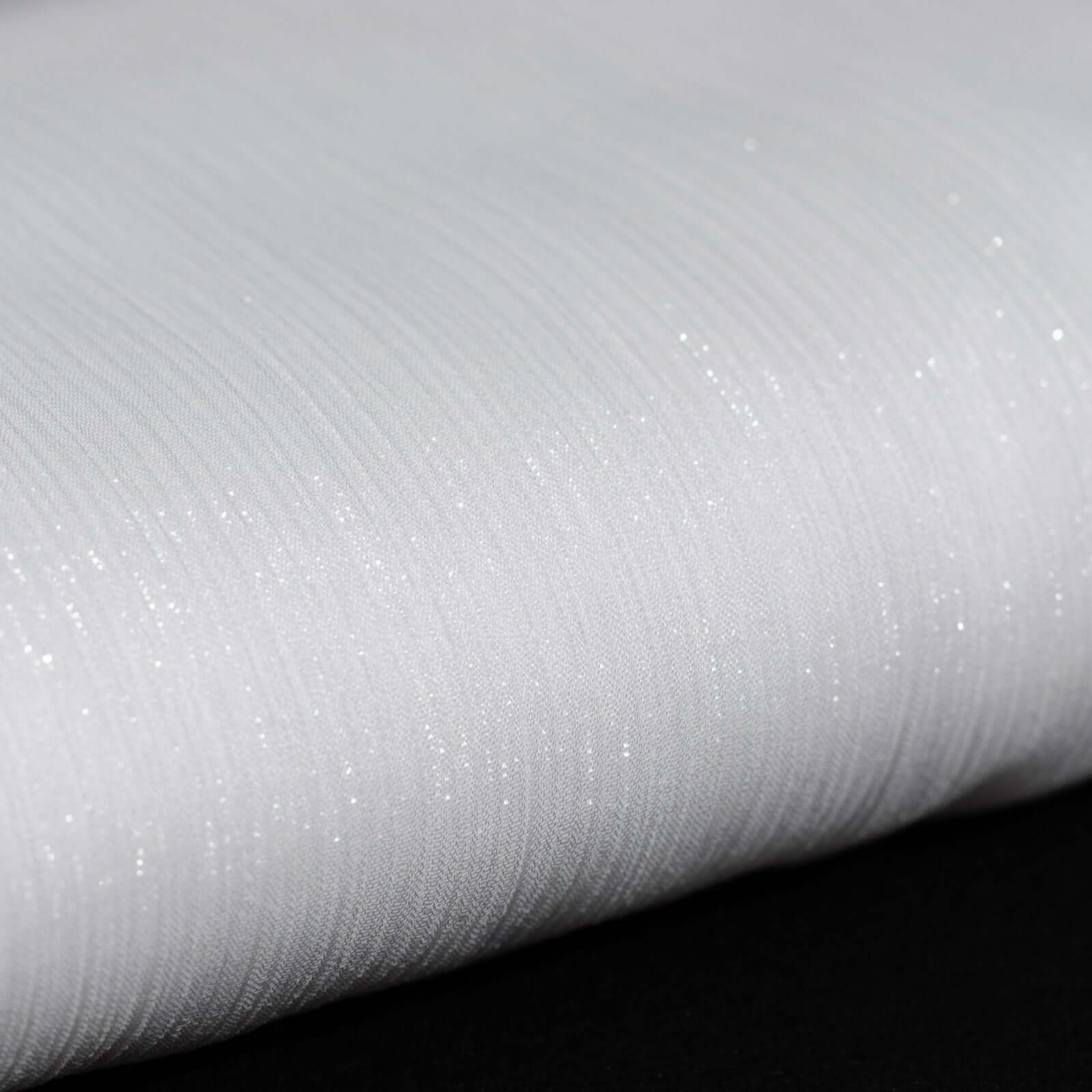 54"x10 Yards White Minimal Crinkle Chiffon Shiny Fabric Bolt, DIY Craft Fabric Roll