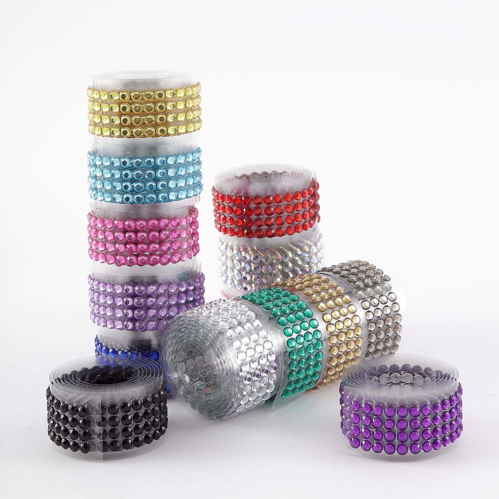 3ft Lavender Lilac Stick-On Rhinestone Tape, DIY Self Adhesive Diamond Gemstone Stickers