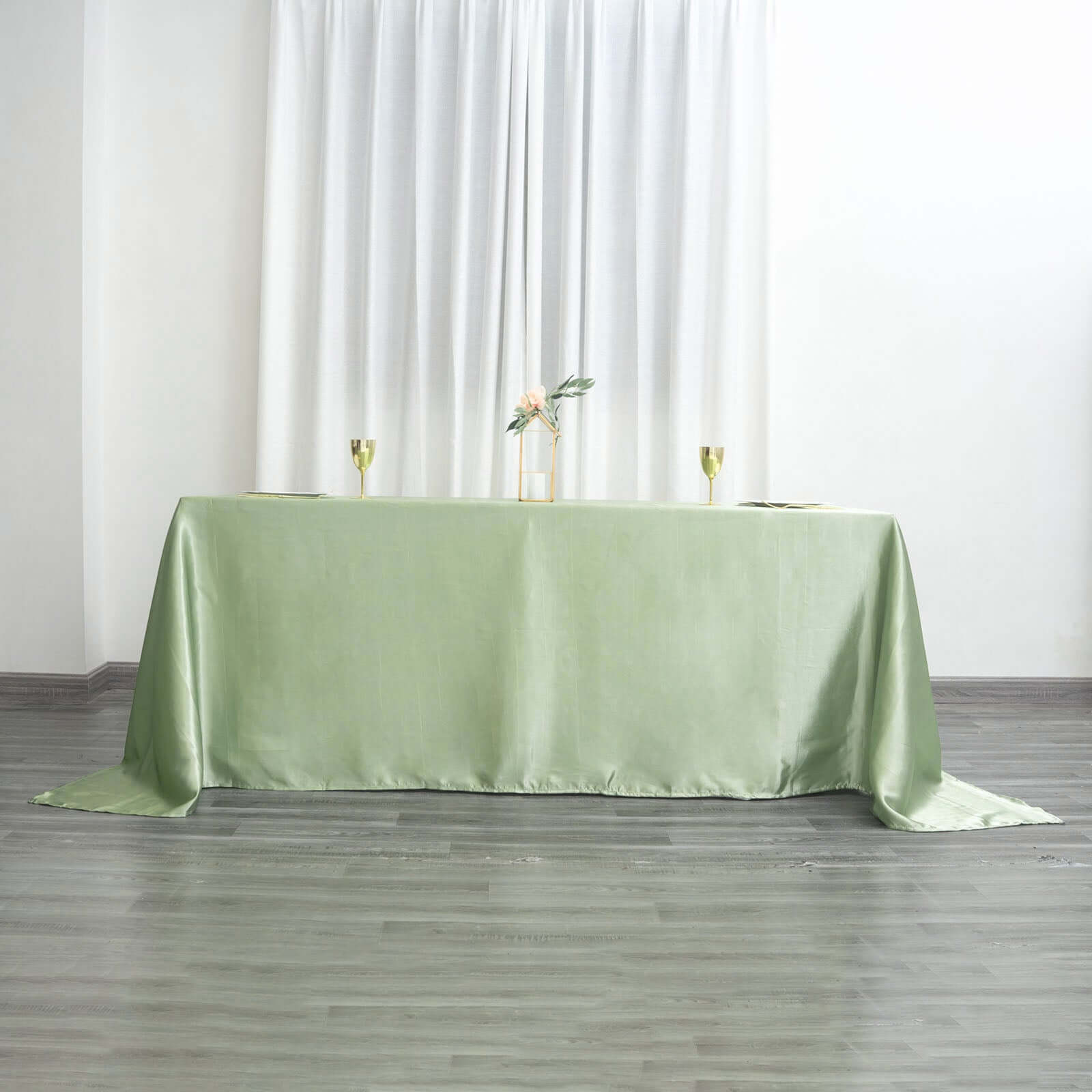 Satin Rectangular 90"x132" Tablecloth Sage Green Satin - Seamless Table Cover